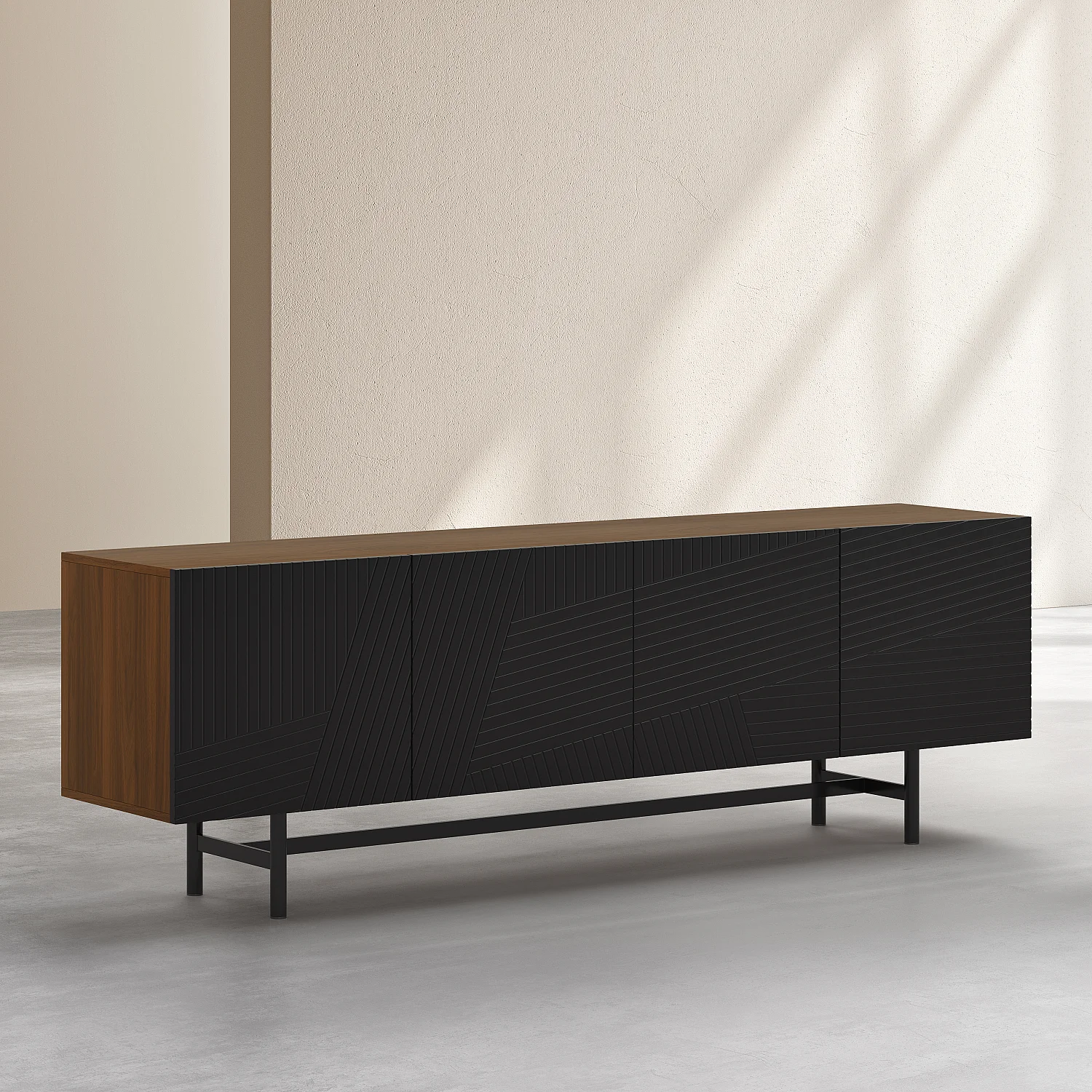 Buffet bas 4 portes en bois de noyer - Noir - Design by Hélèna Pille - 2