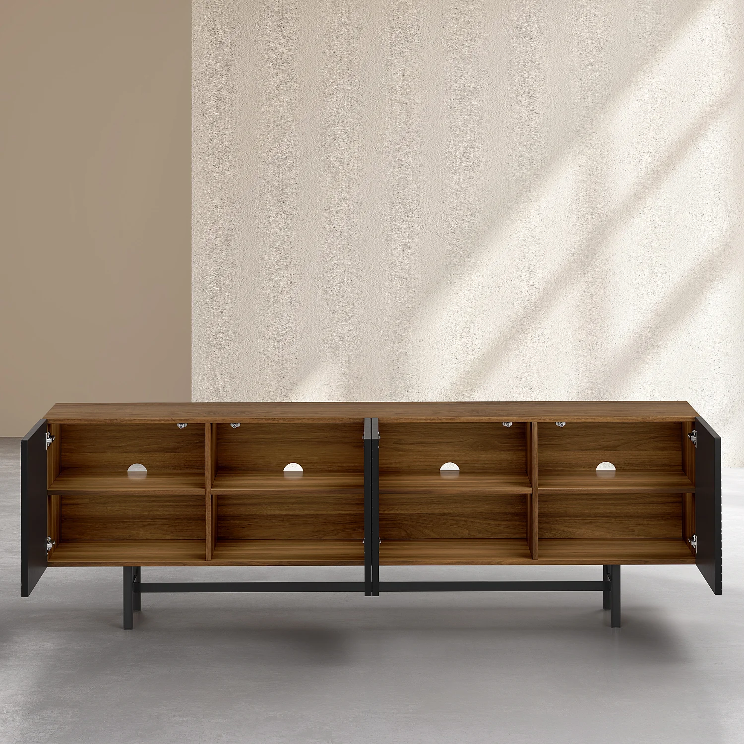 Buffet bas 4 portes en bois de noyer - Noir - Design by Hélèna Pille - 4