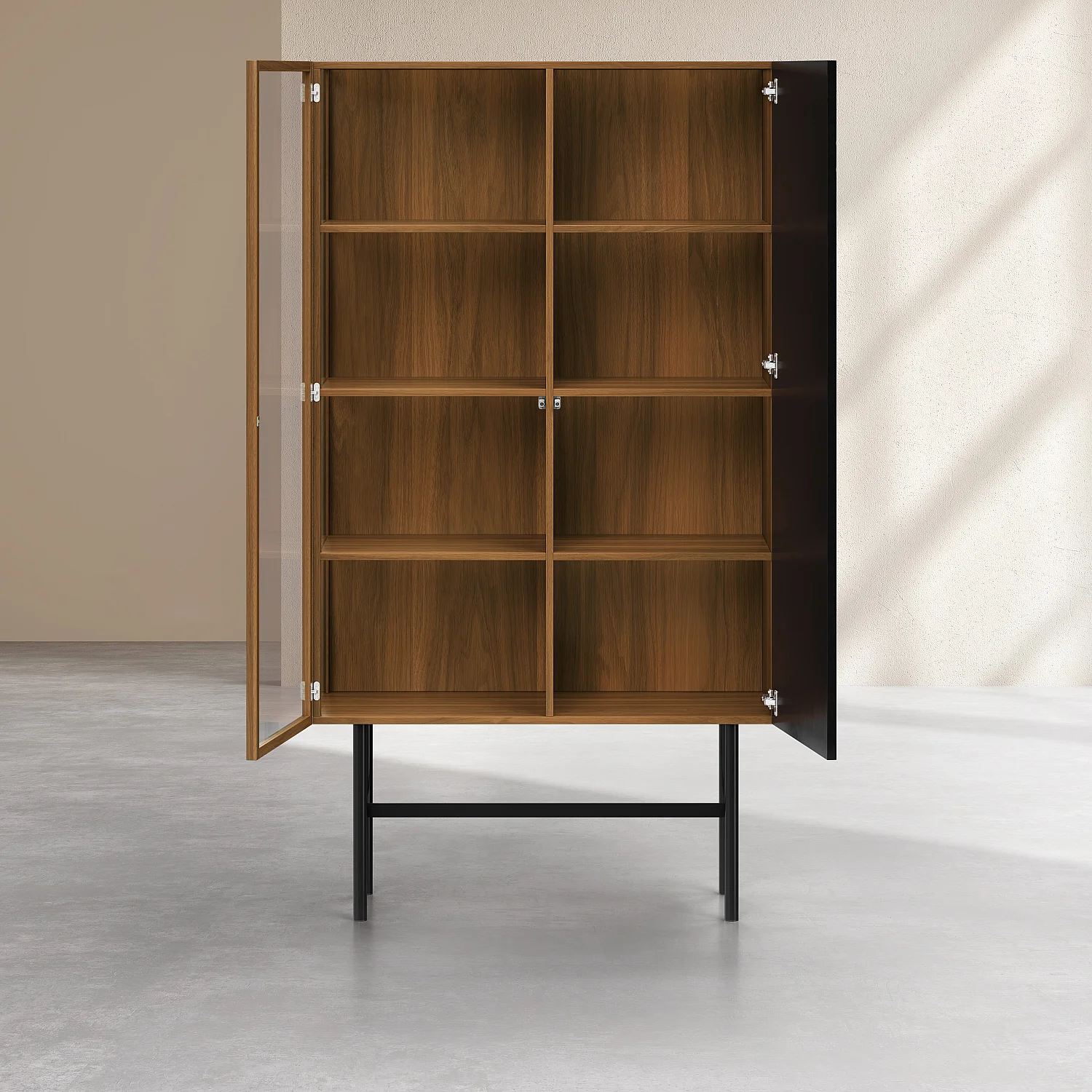 Vitrine 2 portes en bois de noyer et verre - Noir - Design by Hélèna Pille - 4