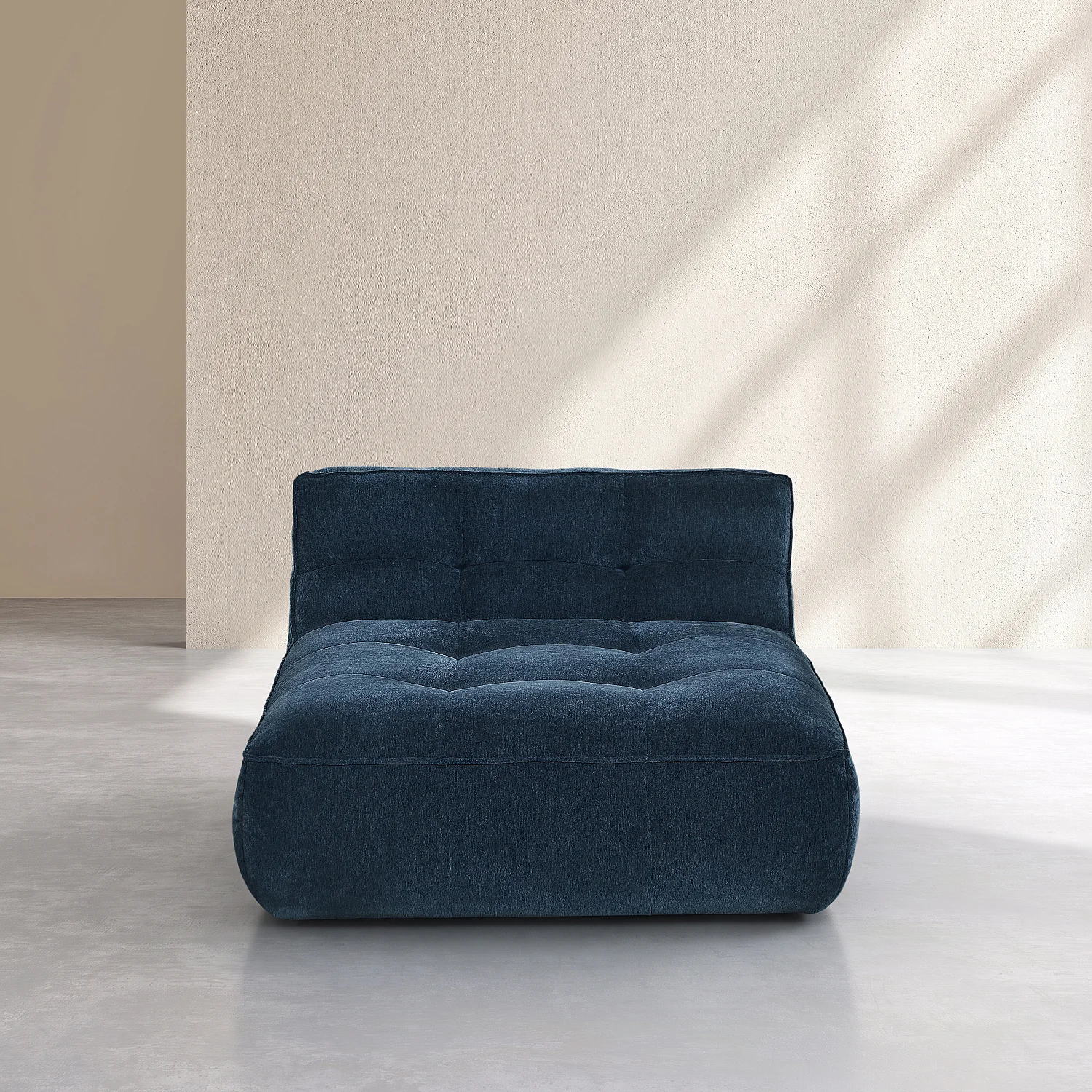 Loungefåtölj med djupt säte i tyg – Havsblå - 4