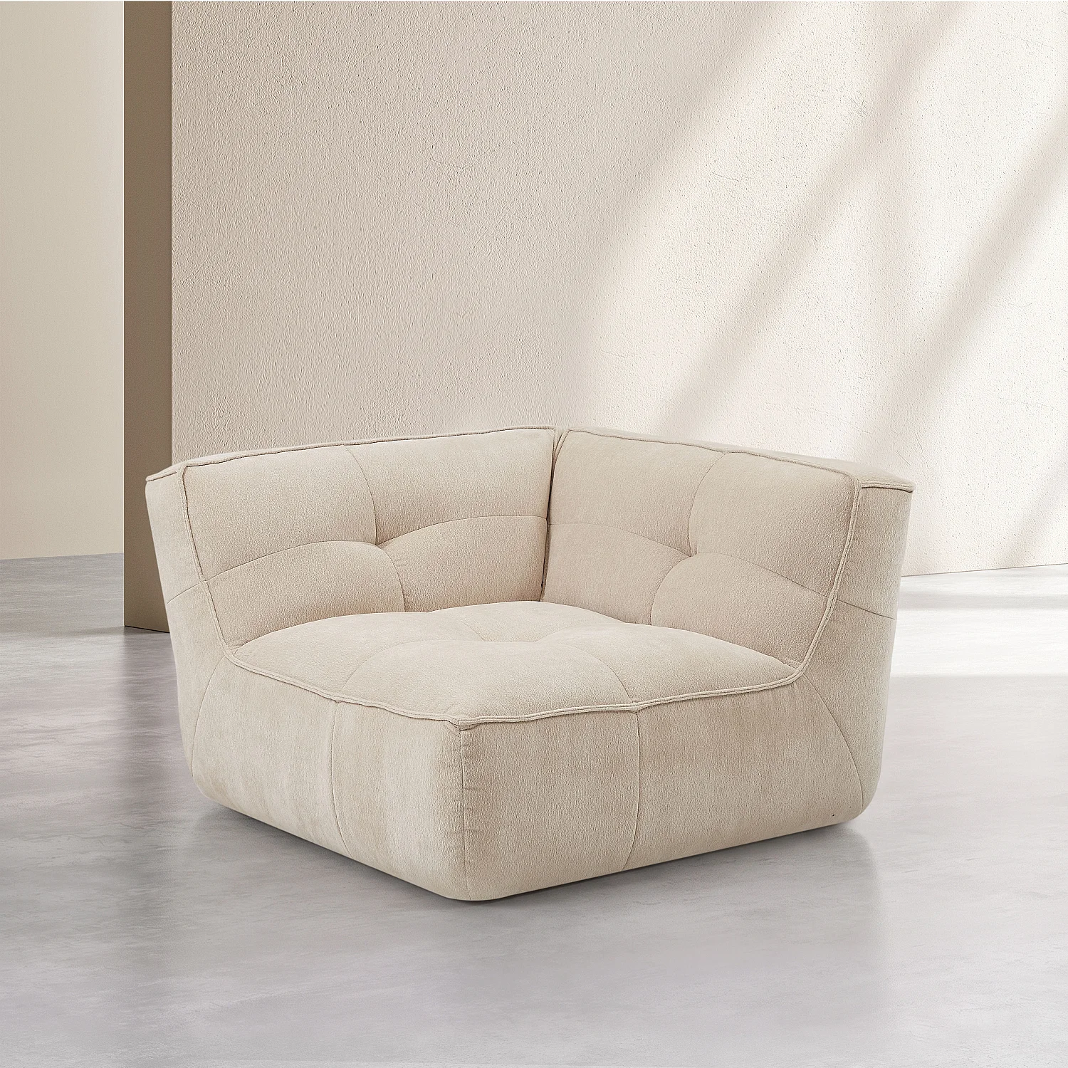 Module d'angle droit 1 place en tissu - Sable - 3
