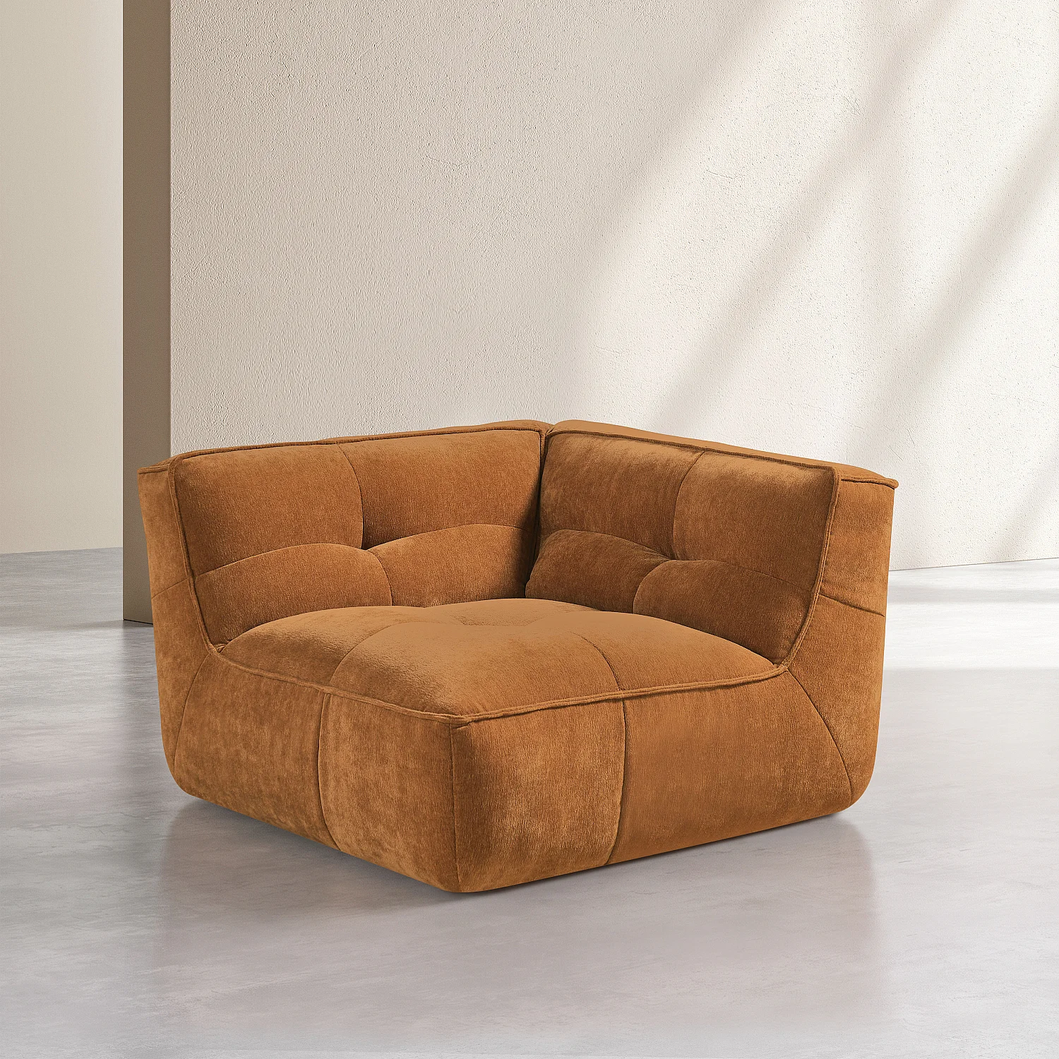 Module d'angle droit 1 place en tissu - Ocre foncé - 2