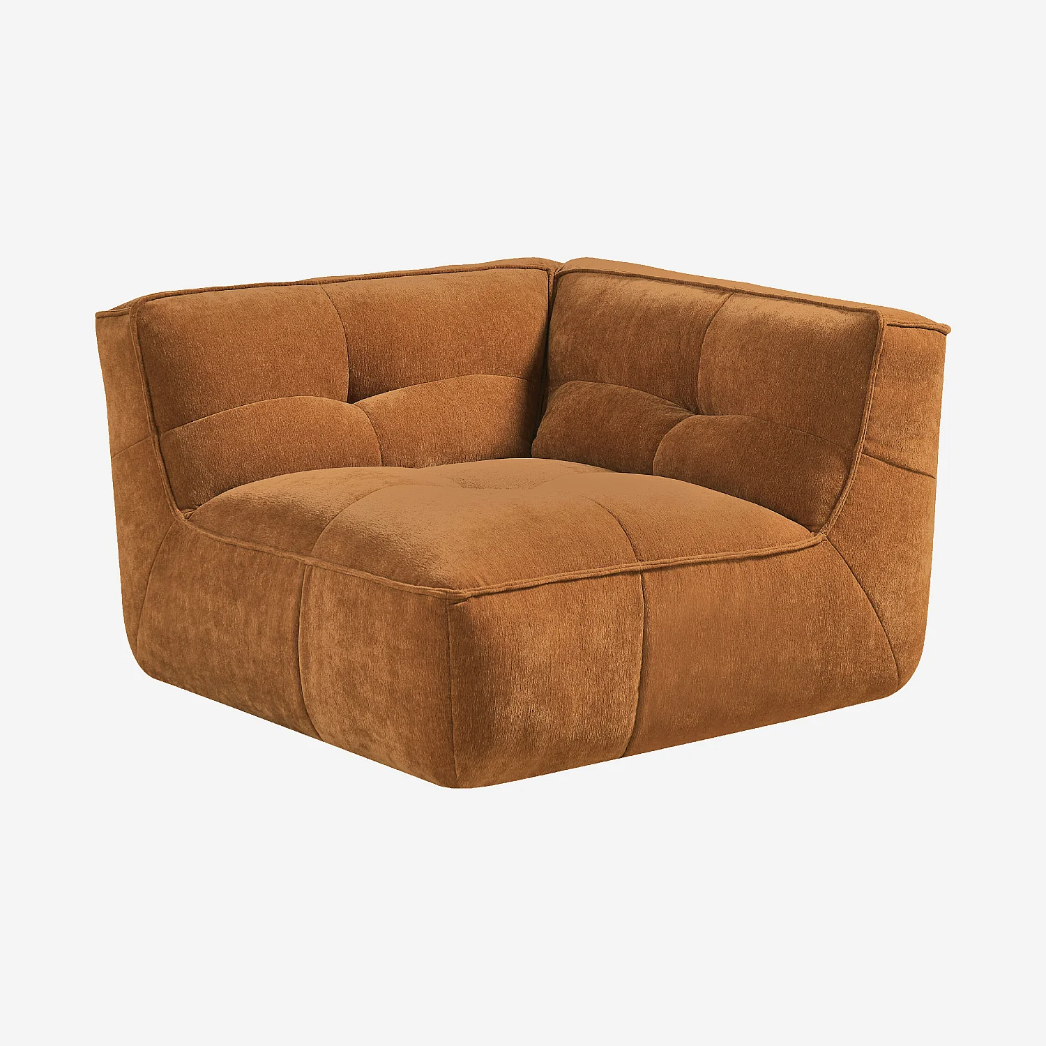 Module d'angle droit 1 place en tissu - Ocre foncé - 3