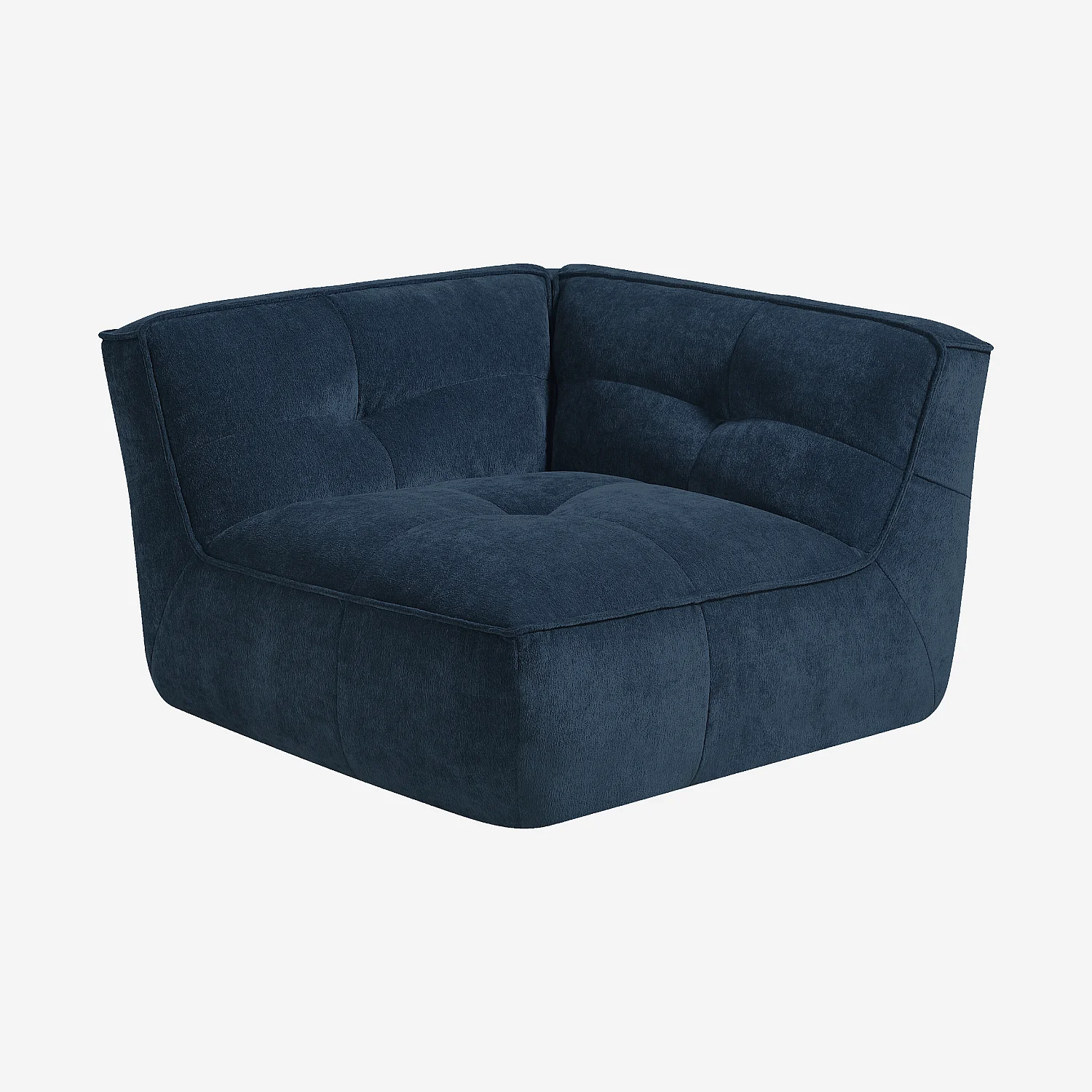 Module d'angle droit 1 place en tissu - Bleu océan - 3