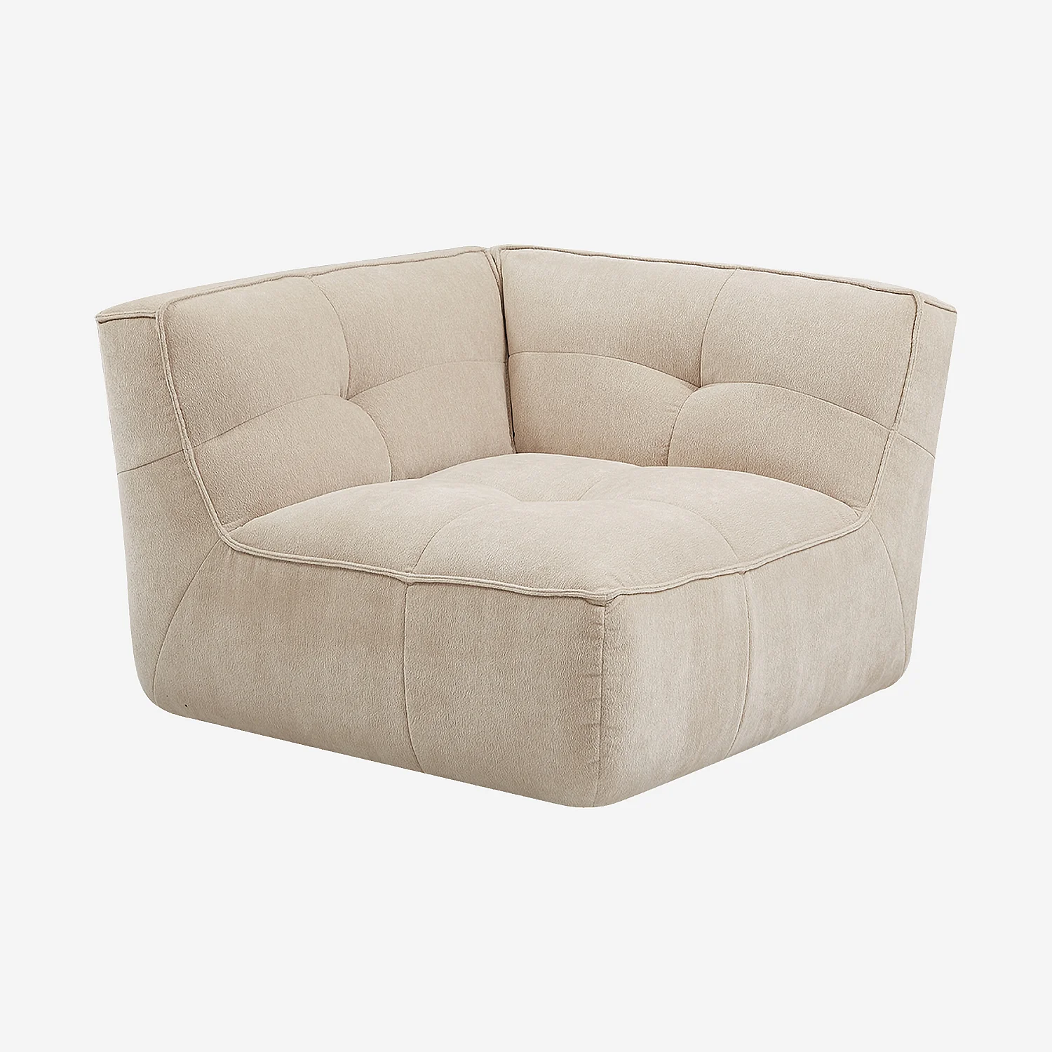 Module d'angle gauche 1 place en tissu - Sable - 3