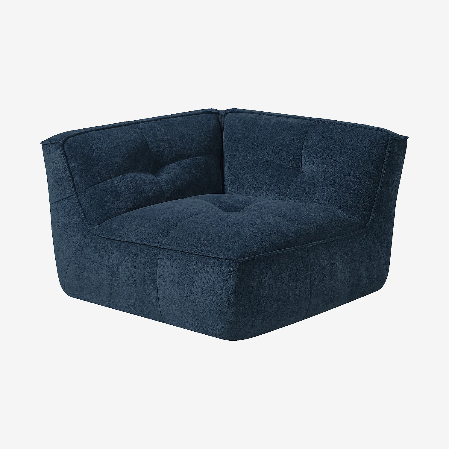 Module d'angle gauche 1 place en tissu - Bleu océan - 3
