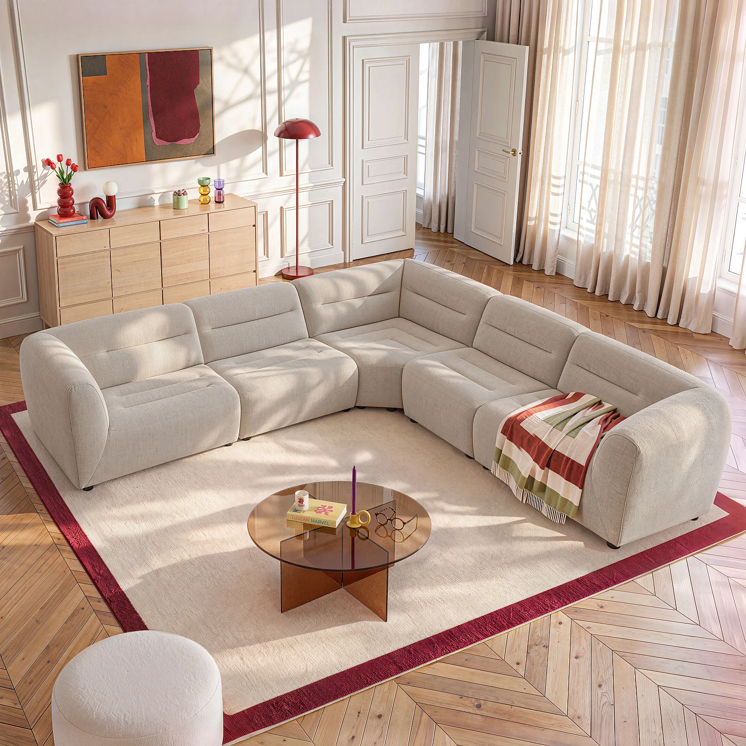 Chauffeuse en tissu - Taupe - 3