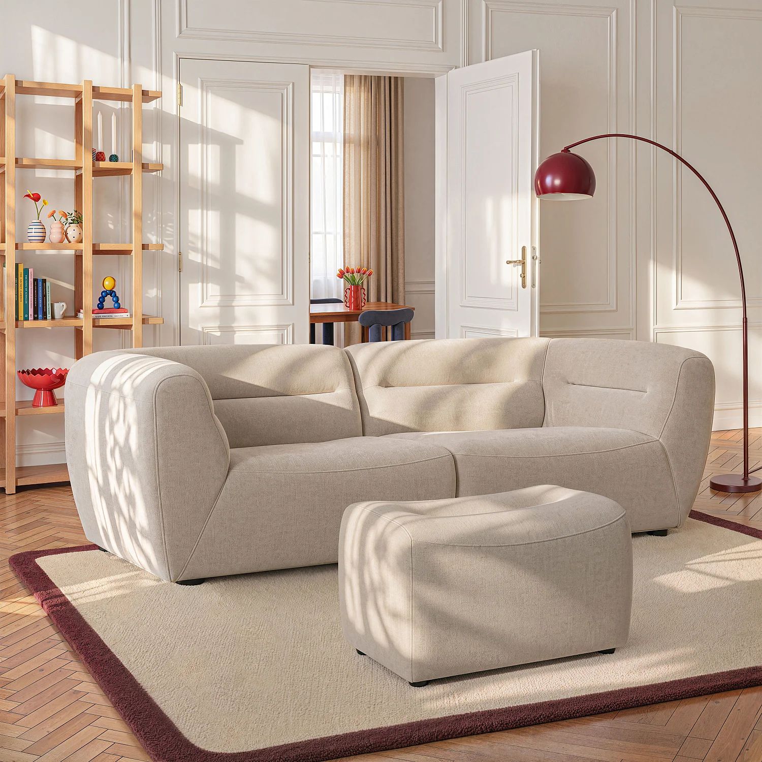 Repose-pieds en tissu - Taupe - 3