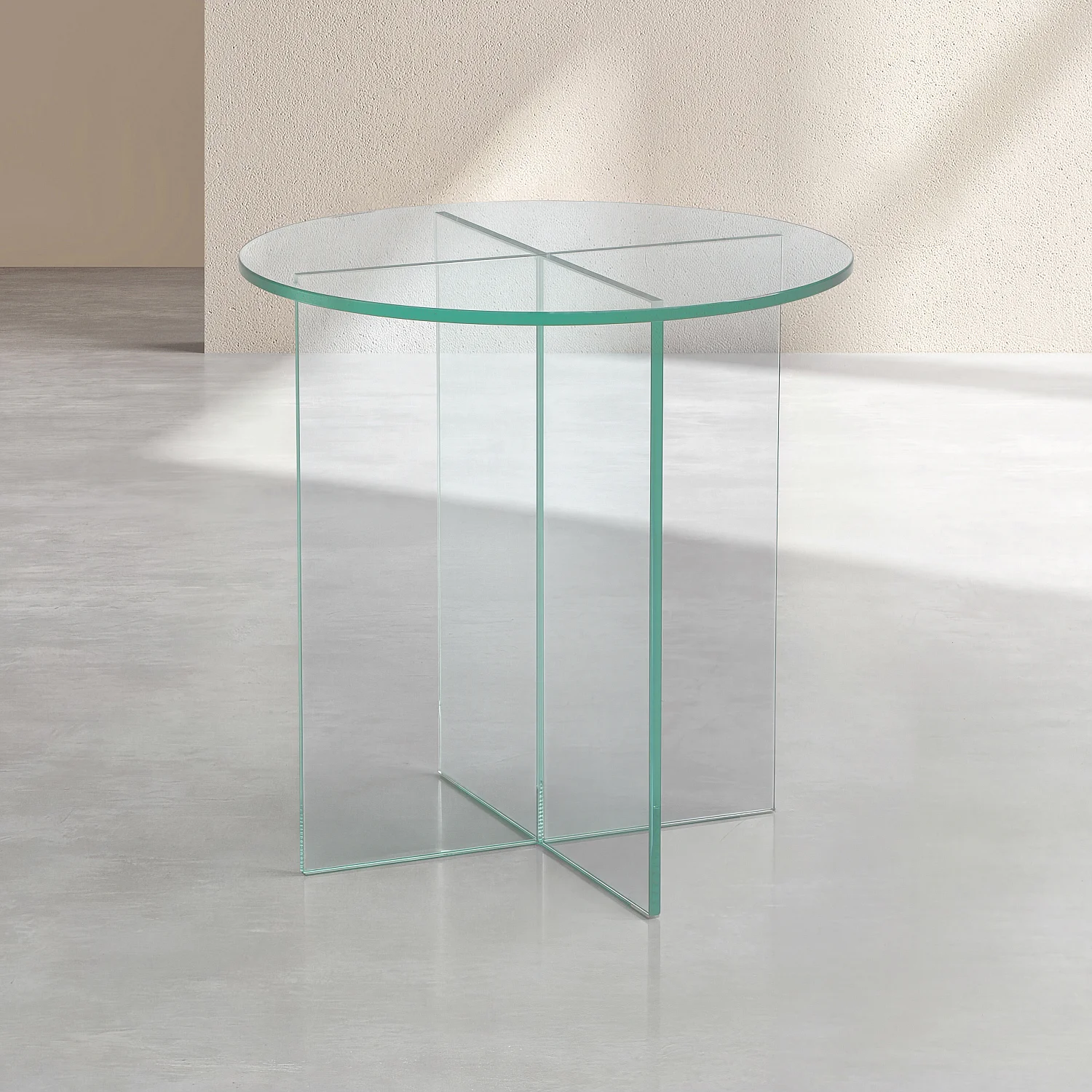 Beistelltisch rund aus Sicherheitsglas - Transparent