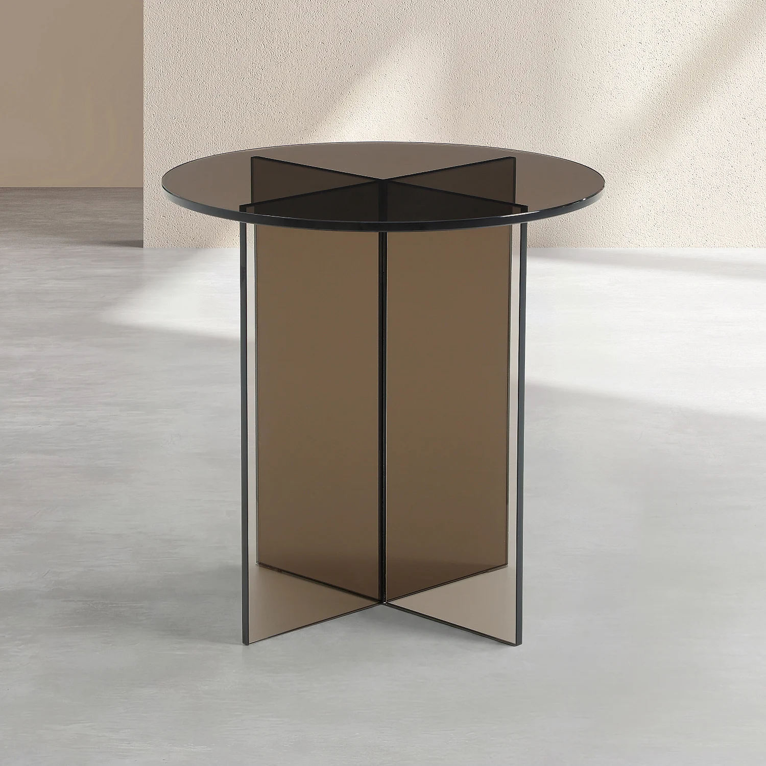 Beistelltisch rund aus Sicherheitsglas - Aschbraun