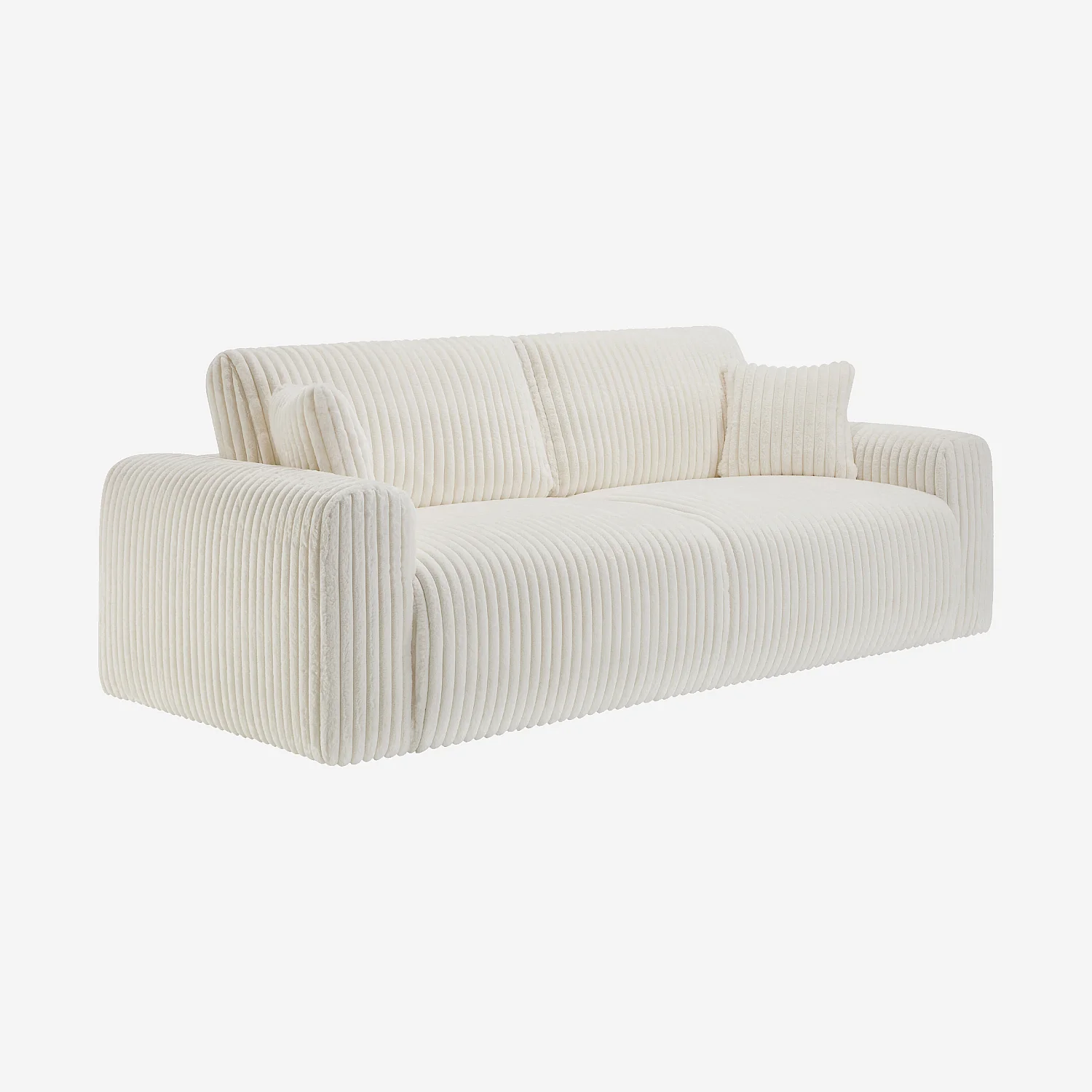 Divano 4 posti in velluto a coste - Beige meringa - 4