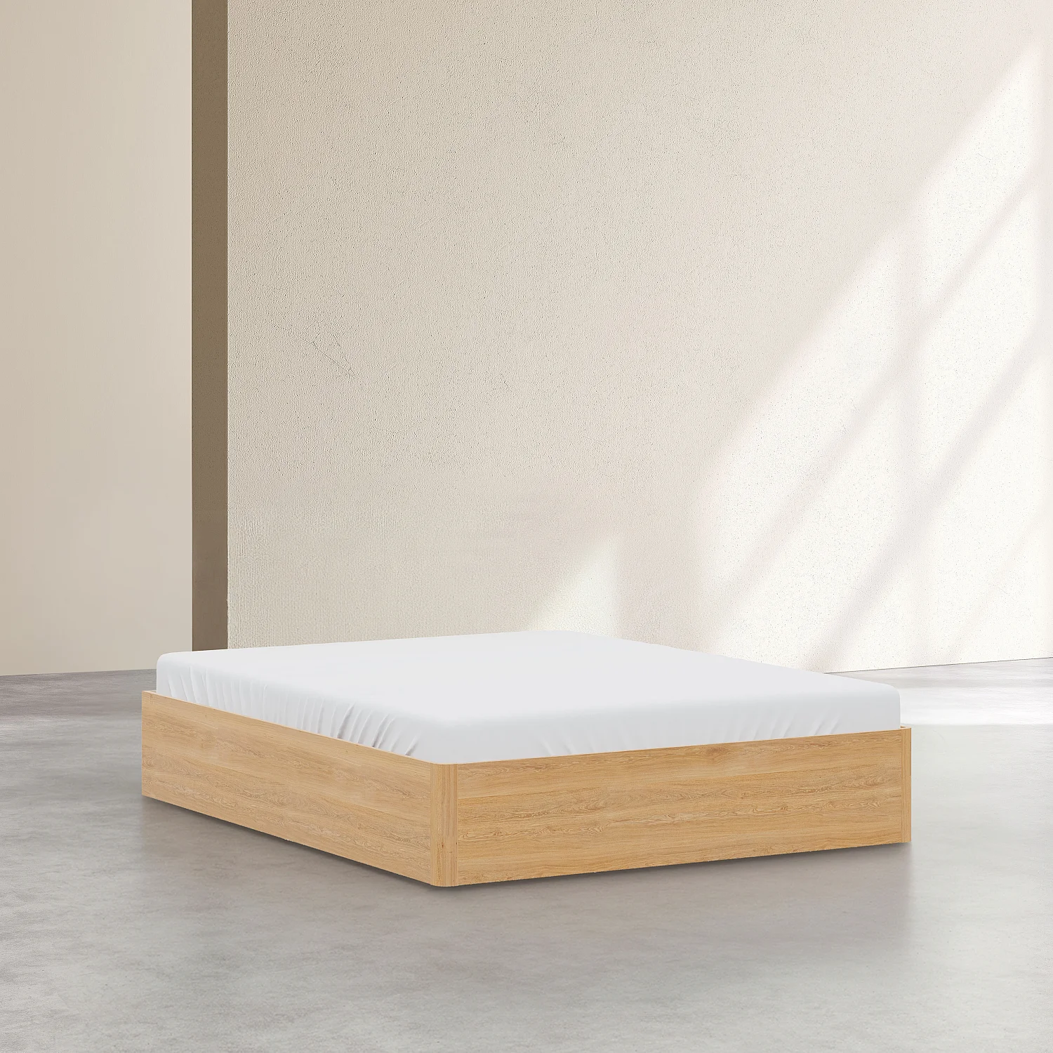 Opbevaringsseng 140 x 200 cm i eg - Natur - 7