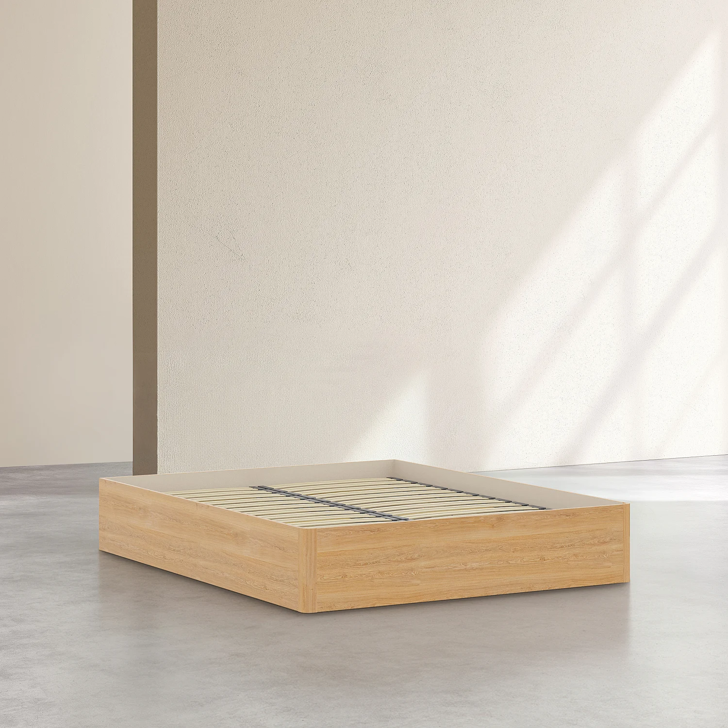 Opbevaringsseng 140 x 200 cm i eg - Natur - 2