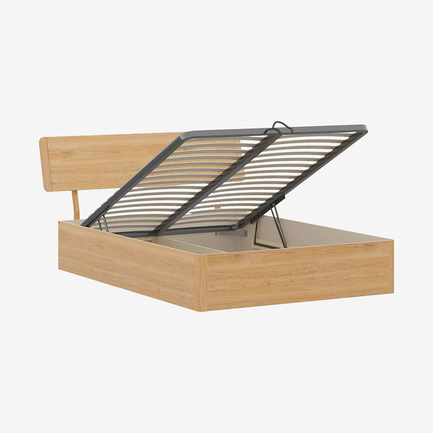 Ensemble lit coffre 140 x 200 cm et tête de lit en chêne - Naturel - 2