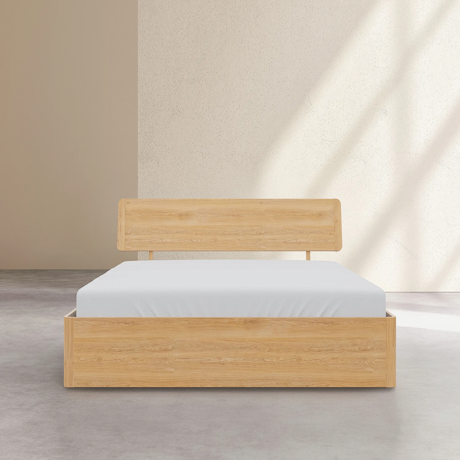 Sengesæt med opbevaringsseng 160 x 200 cm og sengegavl i eg – Natur - 3