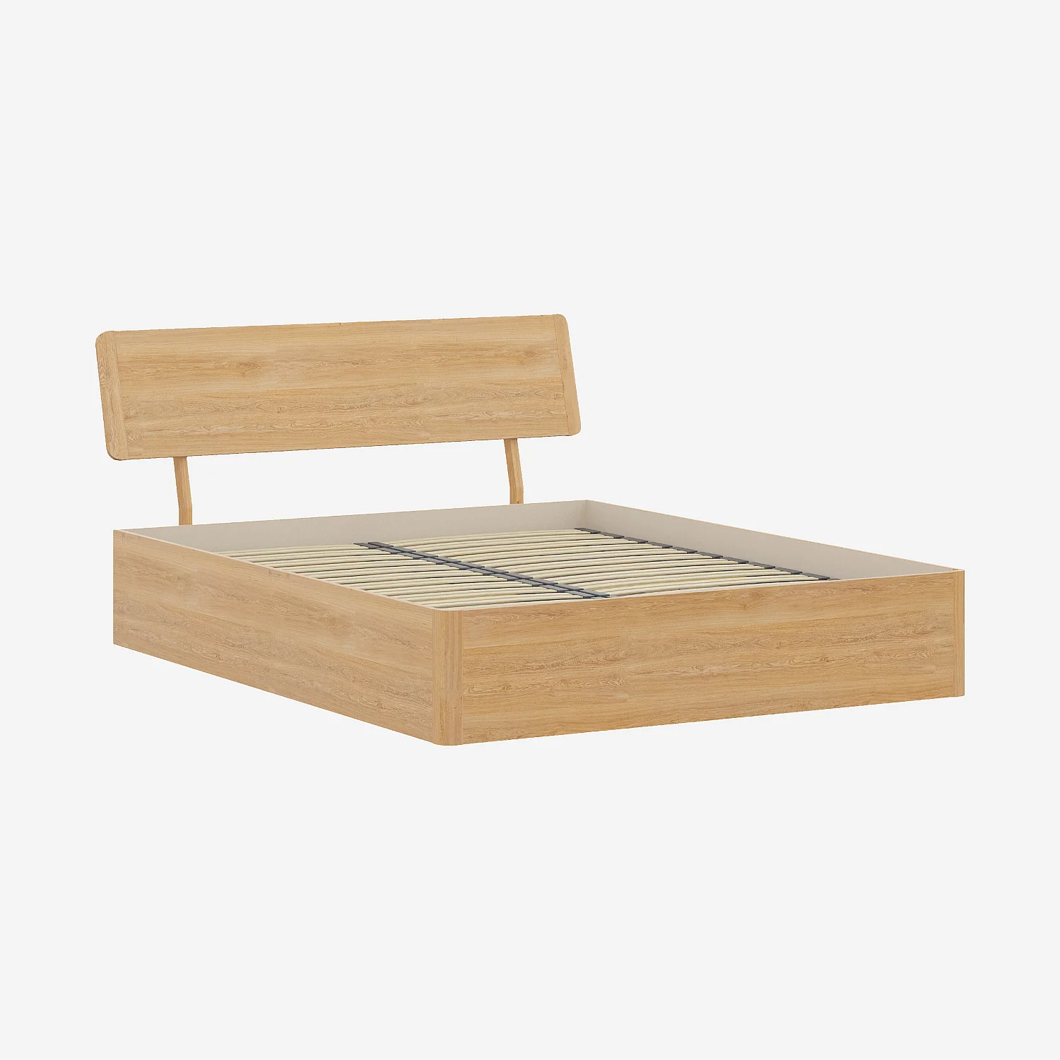 Ensemble lit coffre 160 x 200 cm et tête de lit en chêne - Naturel - 1