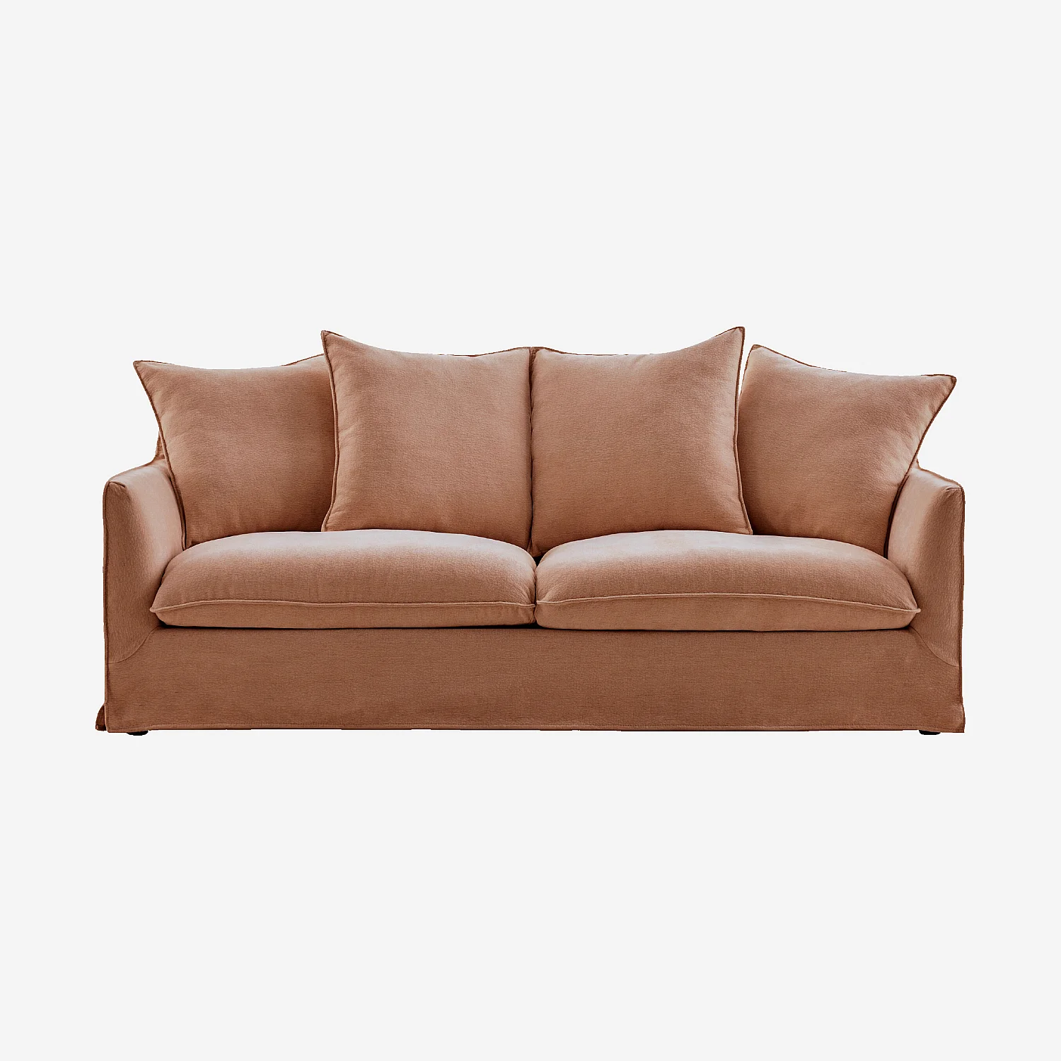 Canapé 3 places déhoussable en tissu - Terracotta - 2