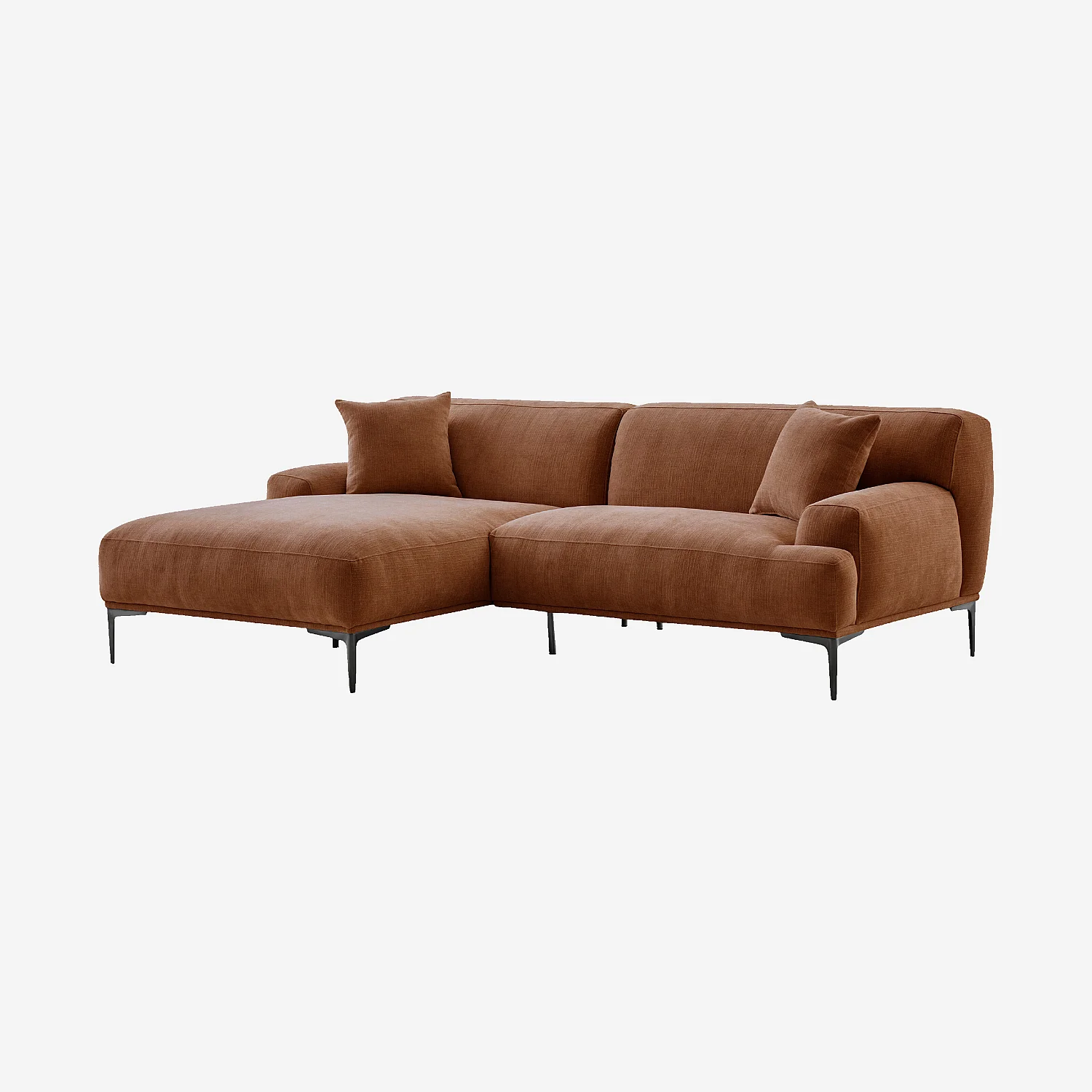 Canapé d'angle gauche en tissu - Marron cuivré - 4