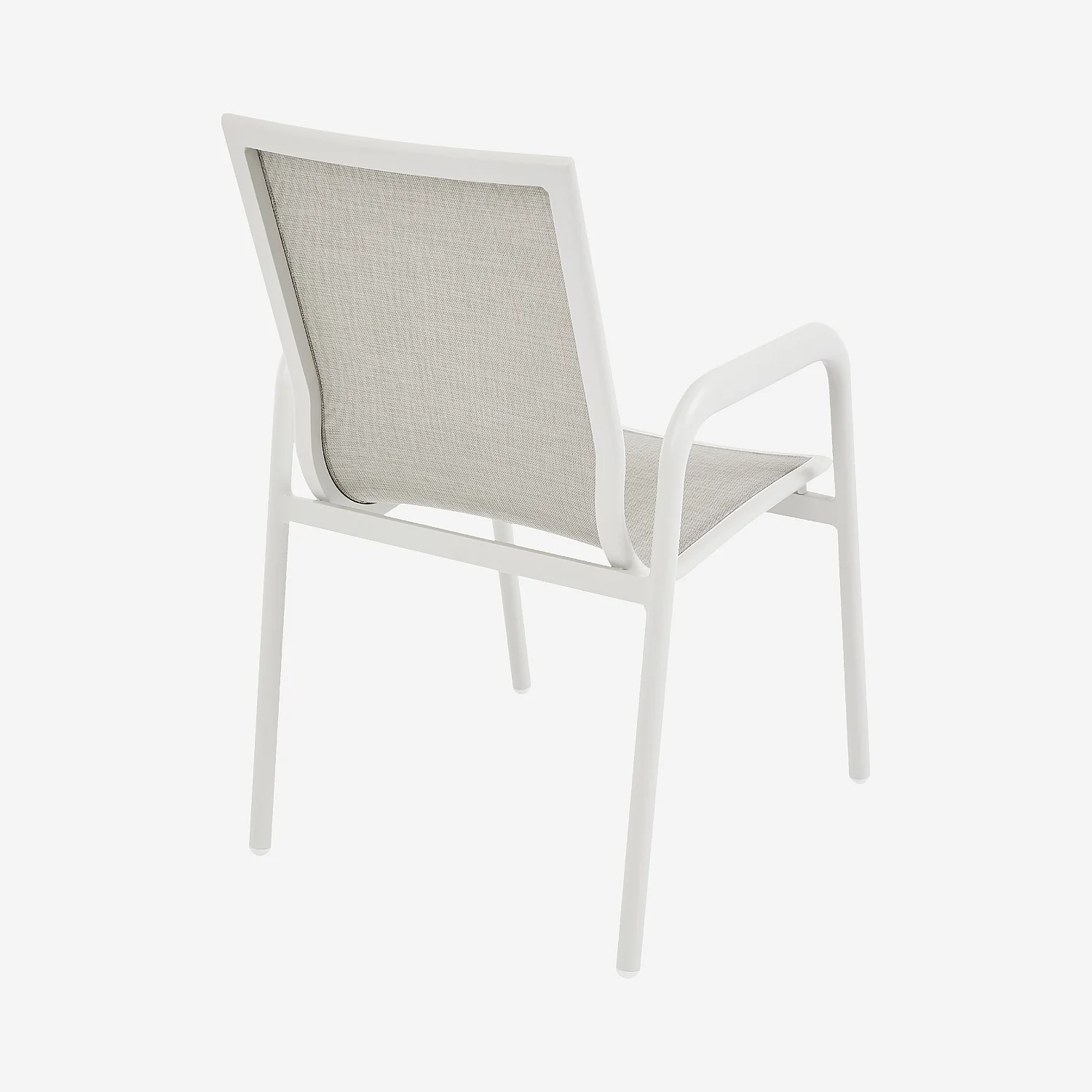 Lot de 2 chaises de jardin en tissu déperlant et aluminium blanc cassé - Gris clair - 9