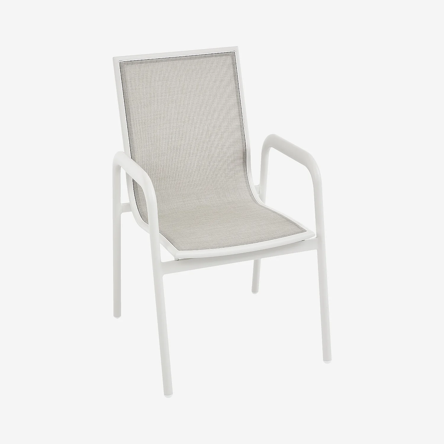 Lot de 2 chaises de jardin en tissu déperlant et aluminium blanc cassé - Gris clair - 6