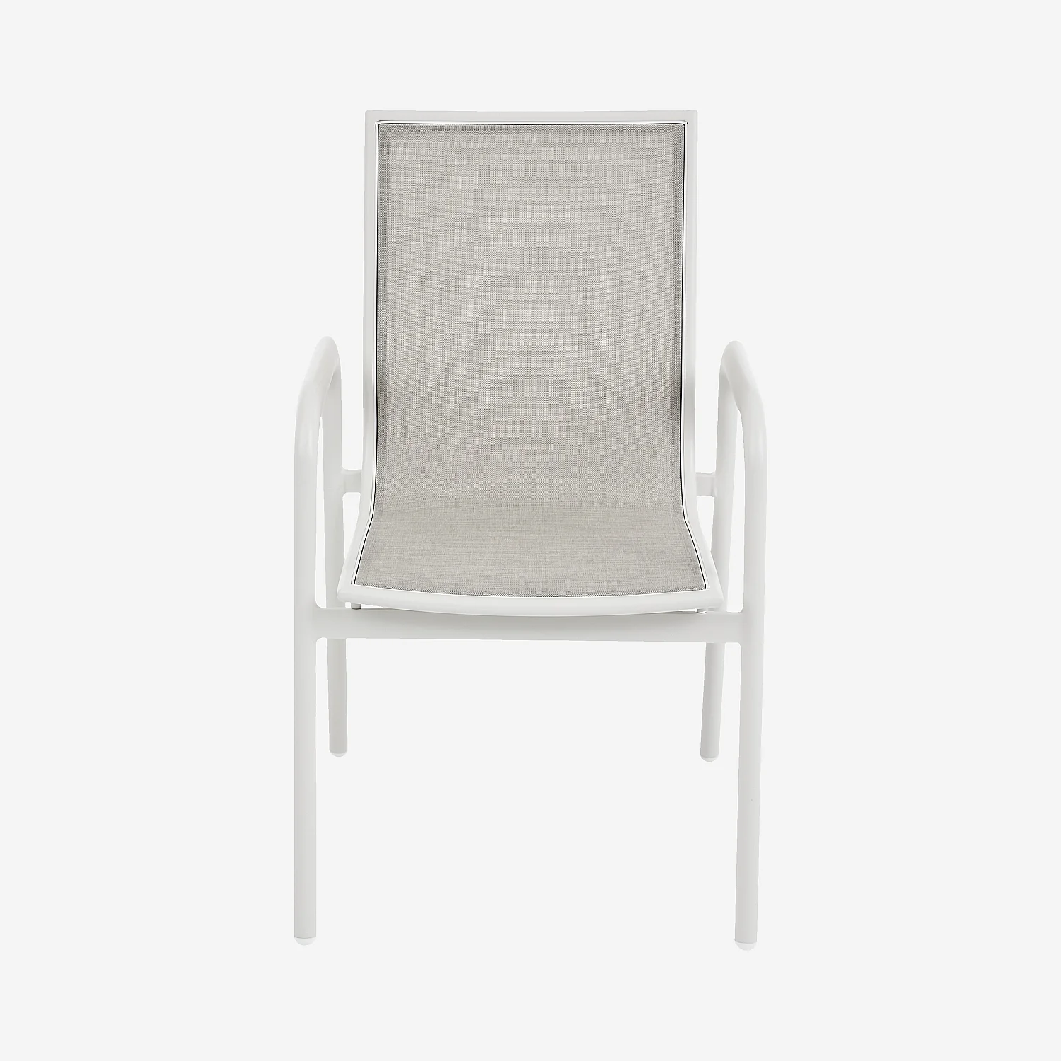 Lot de 2 chaises de jardin en tissu déperlant et aluminium blanc cassé - Gris clair - 5