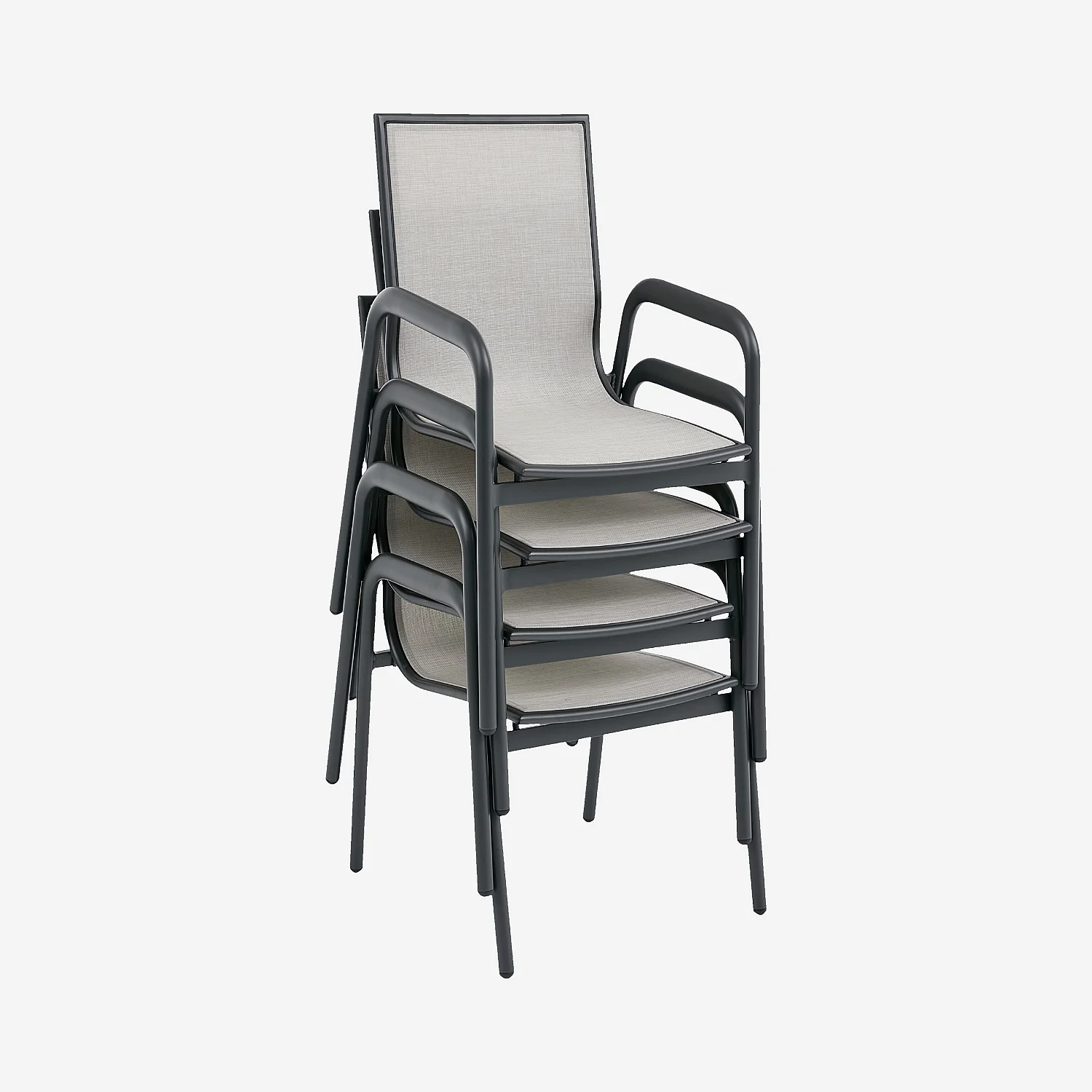 Lot de 2 chaises de jardin en tissu déperlant et aluminium gris anthracite - Gris clair - 3