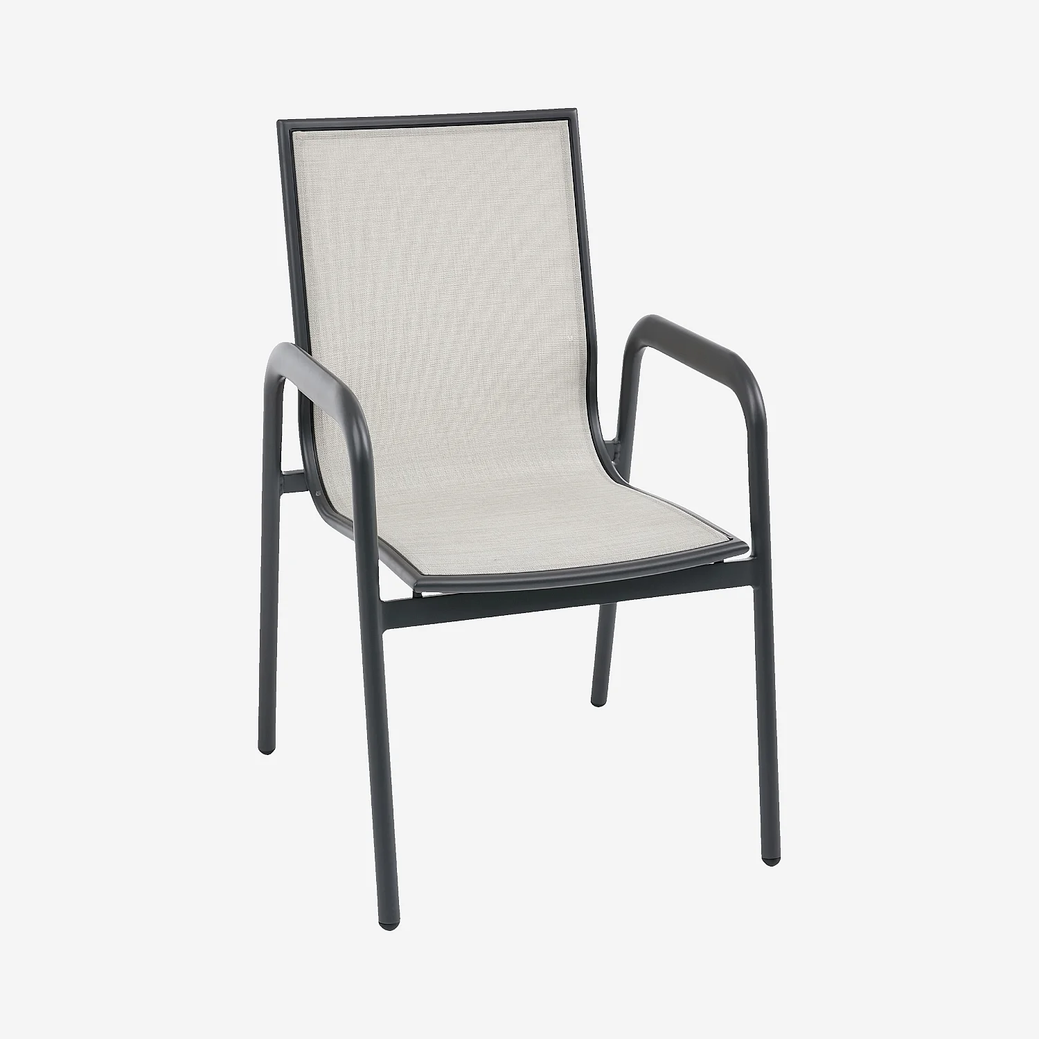 Lot de 2 chaises de jardin en tissu déperlant et aluminium gris anthracite - Gris clair - 7