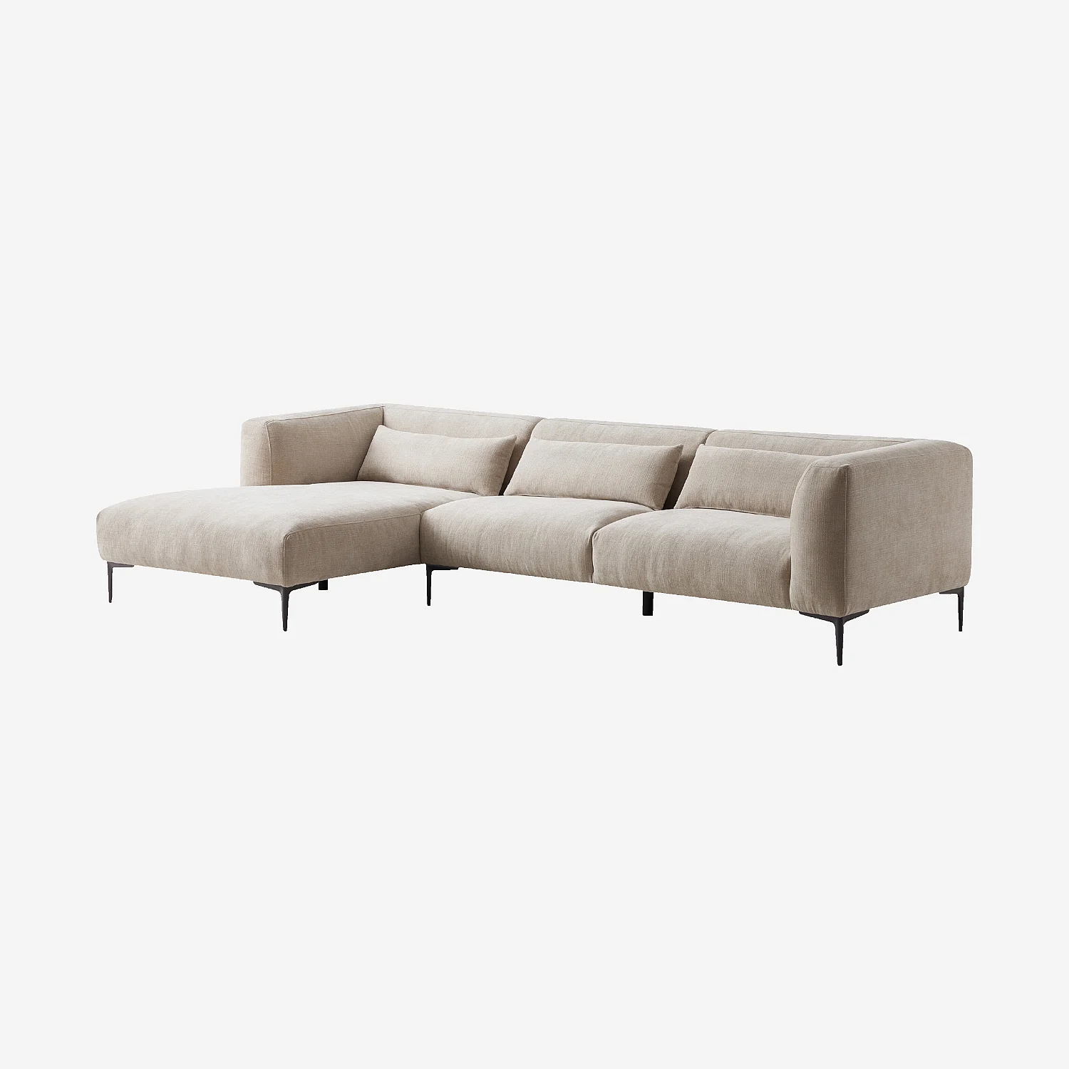 Hjørnesofa venstrevendt i bomull og lin med fjærfylte puter – Beige - 4