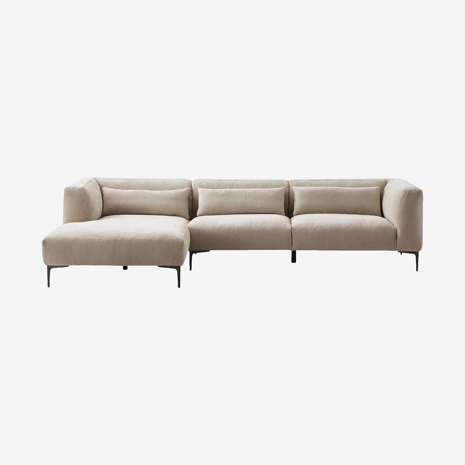 Hjørnesofa venstrevendt i bomull og lin med fjærfylte puter – Beige - 2
