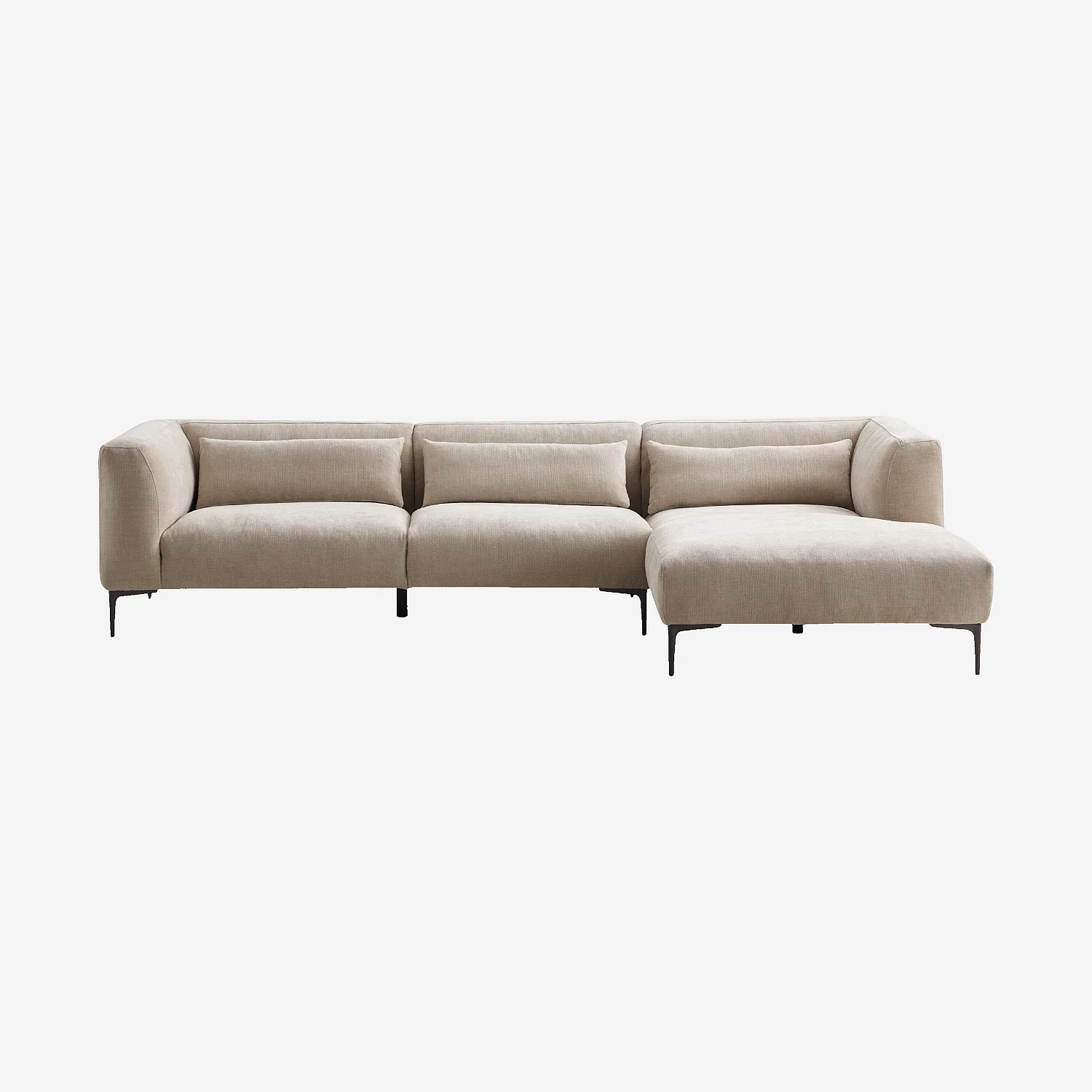 Hjørnesofa høyrevendt i bomull og lin med fjærfylte puter – Beige - 2