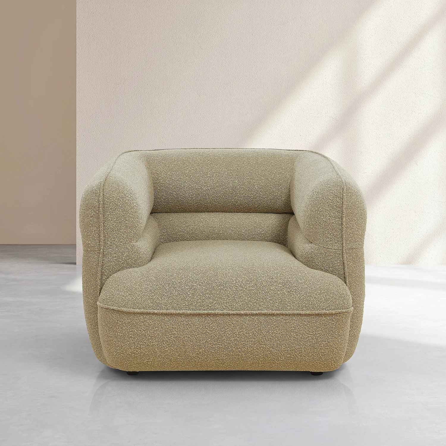 Sillón de tejido bouclé - Beige arena - 2