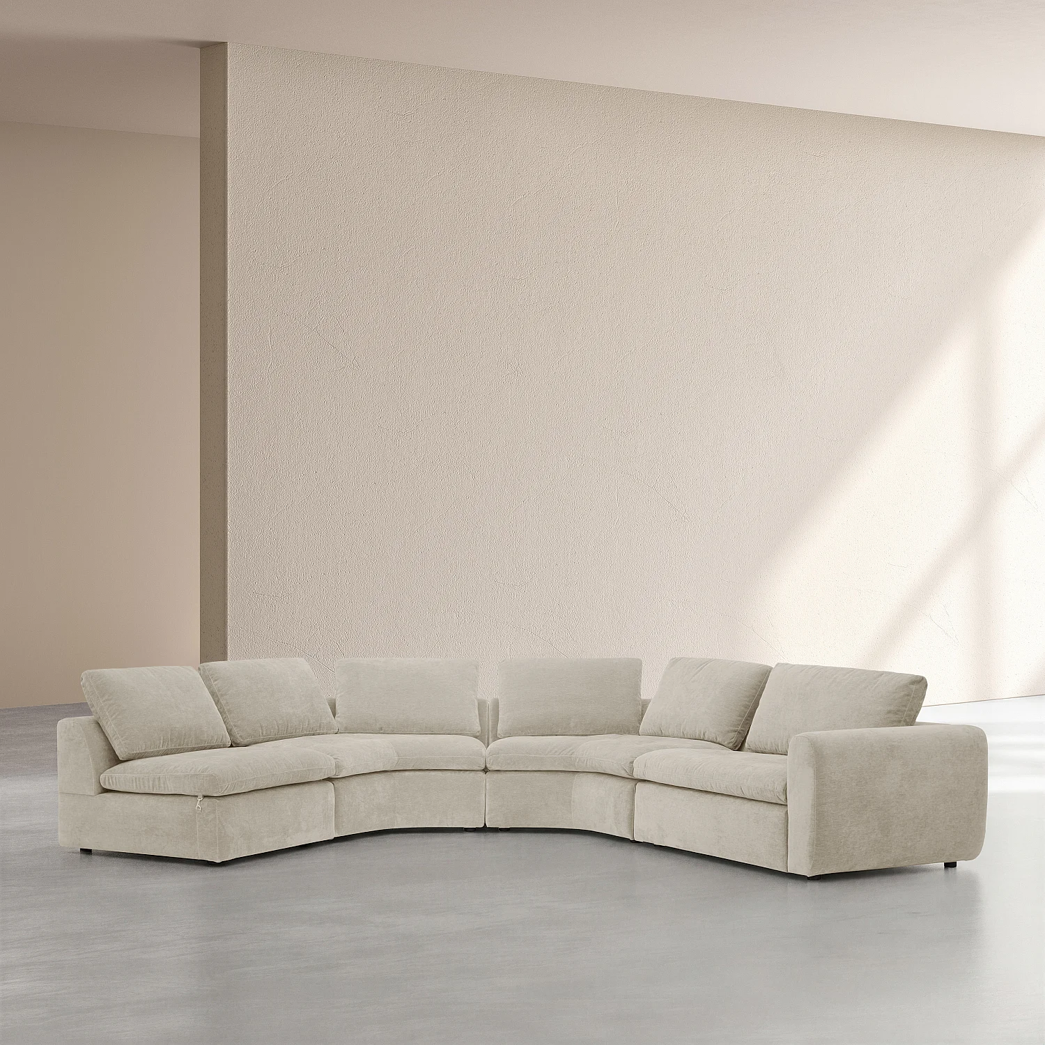 Große modulare Wohnlandschaft aus Stoff - Beige Meringue - 3