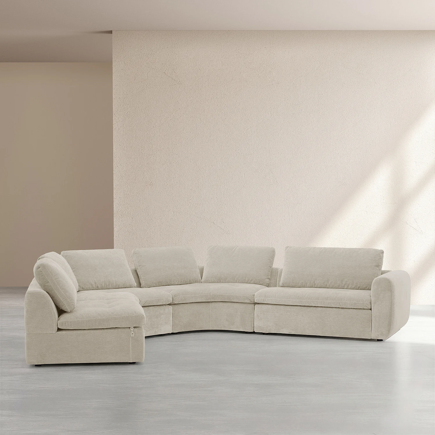 Große modulare Wohnlandschaft aus Stoff - Beige Meringue - 2