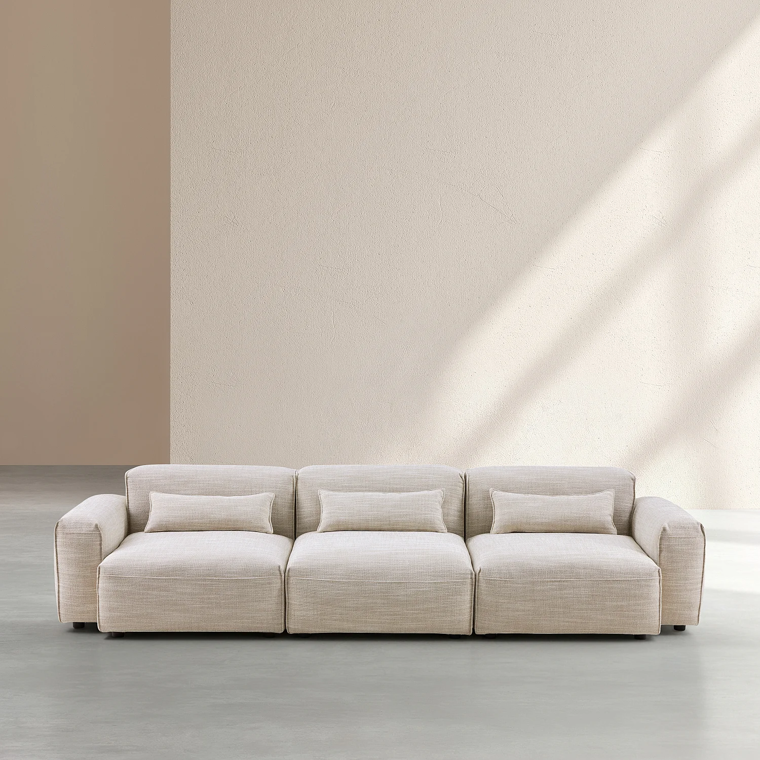 Divano modulare 4 posti in tessuto - Beige mélange - 1