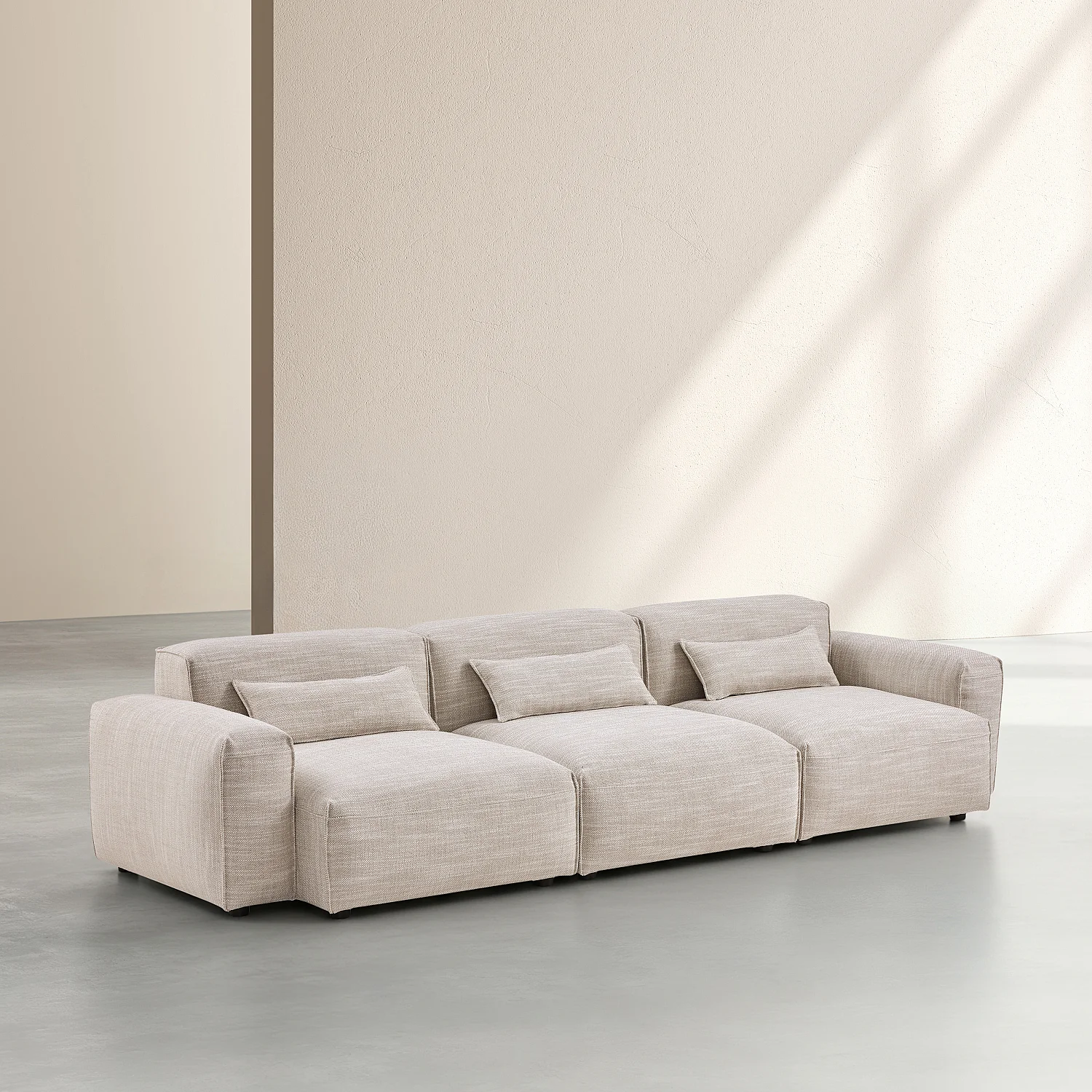 Divano modulare 4 posti in tessuto - Beige mélange - 3