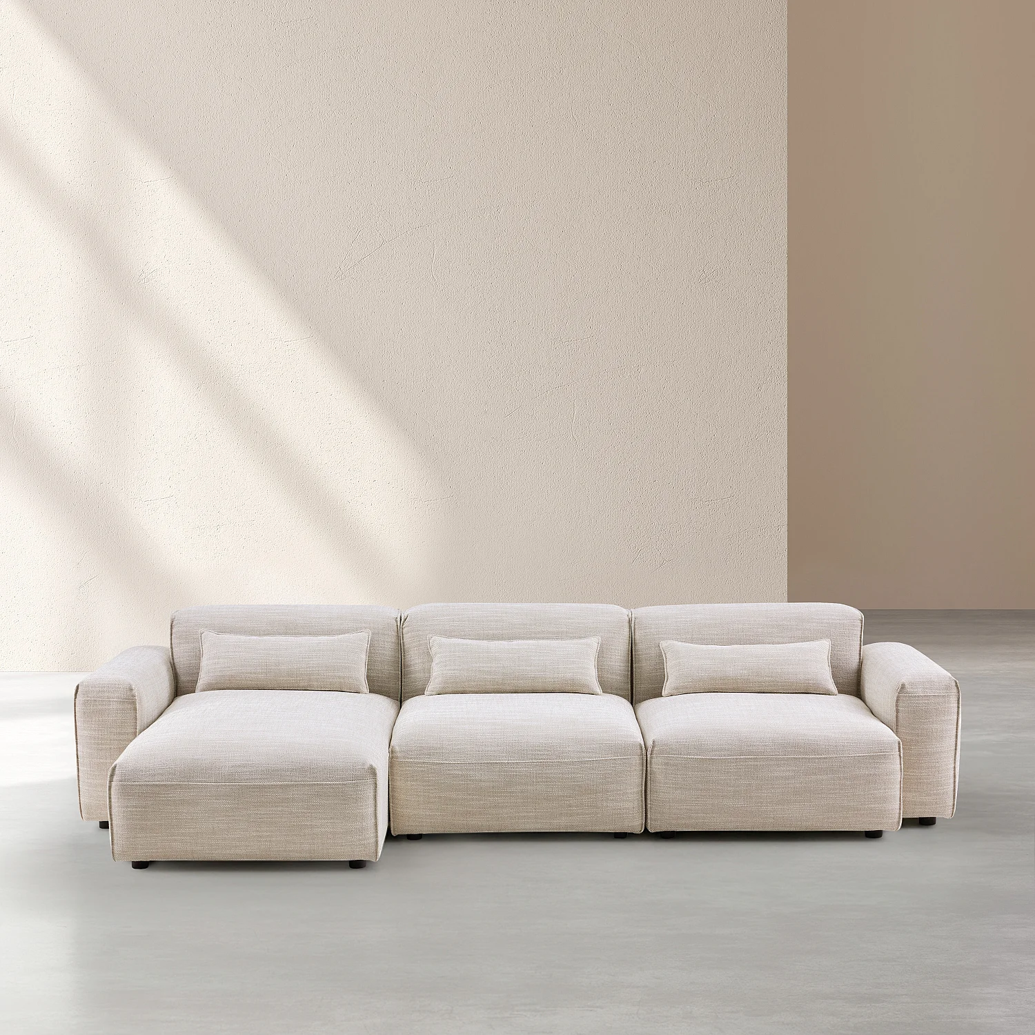 Divano angolare sinistro modulare in tessuto - Beige mélange - 1