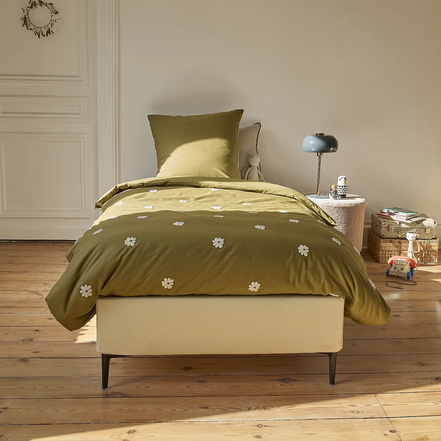 Parure de lit en percale de coton bio - 140 x 200 cm + 65 x 65 cm - Bronze - Design by Floriane Jacques - 3