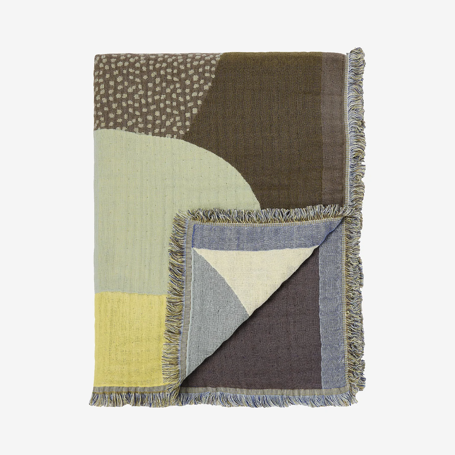 Plaid en coton - 130 x 170 cm - Vert et bleu - Design by Floriane Jacques - 2