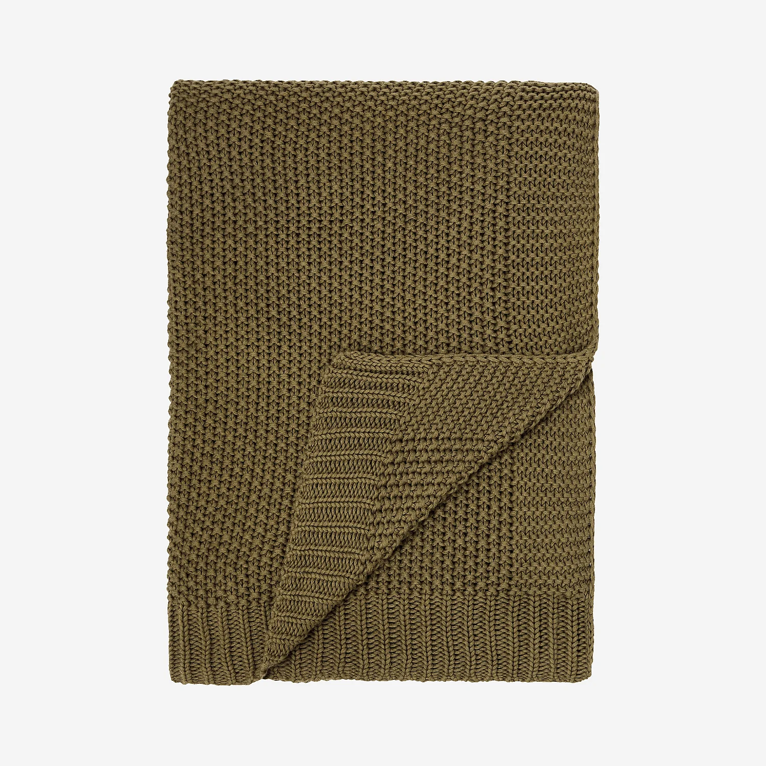Plaid tricoté en coton - 130 x 170 cm - Bronze - 2