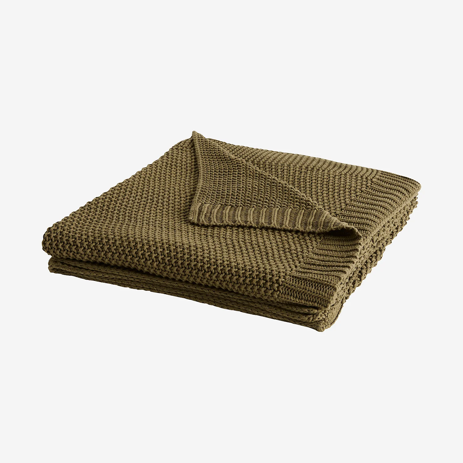 Plaid tricoté en coton - 130 x 170 cm - Bronze - 4