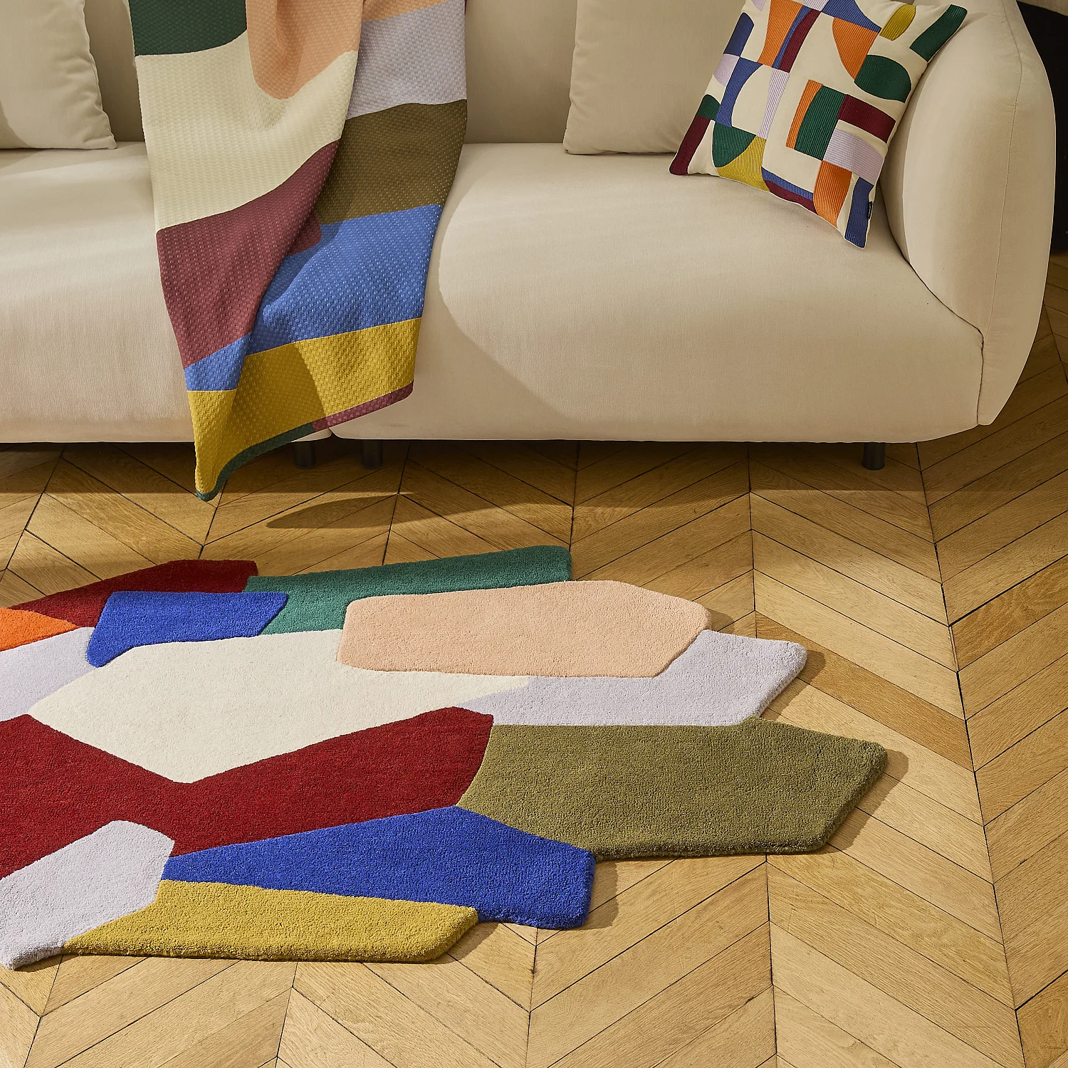 Tapis patchwork tufté en laine - 100 x 170 cm - Multicolore - Design by Floriane Jacques - 7