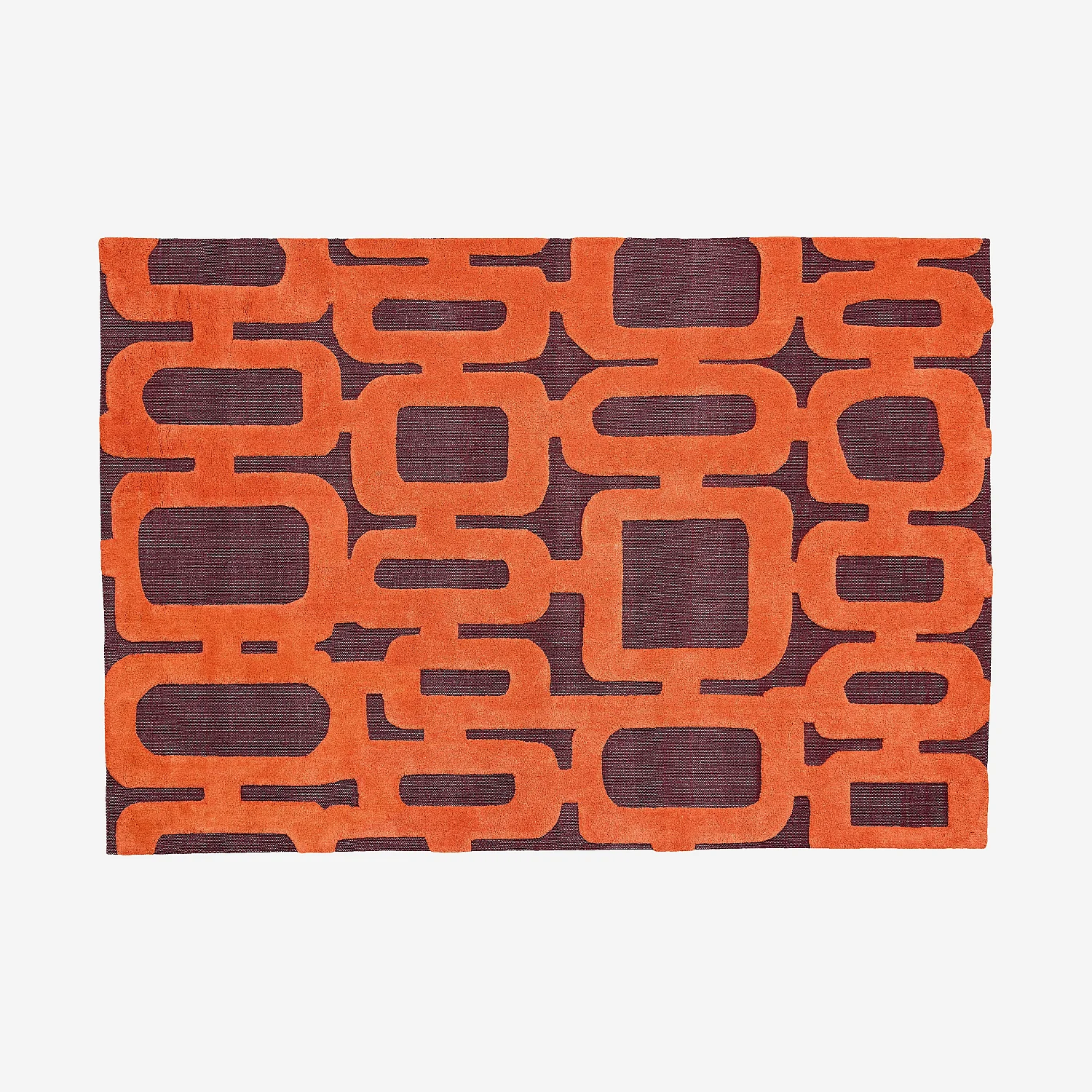 Tapis tufté en laine - 160 x 230 cm - Bordeaux et orange - 2