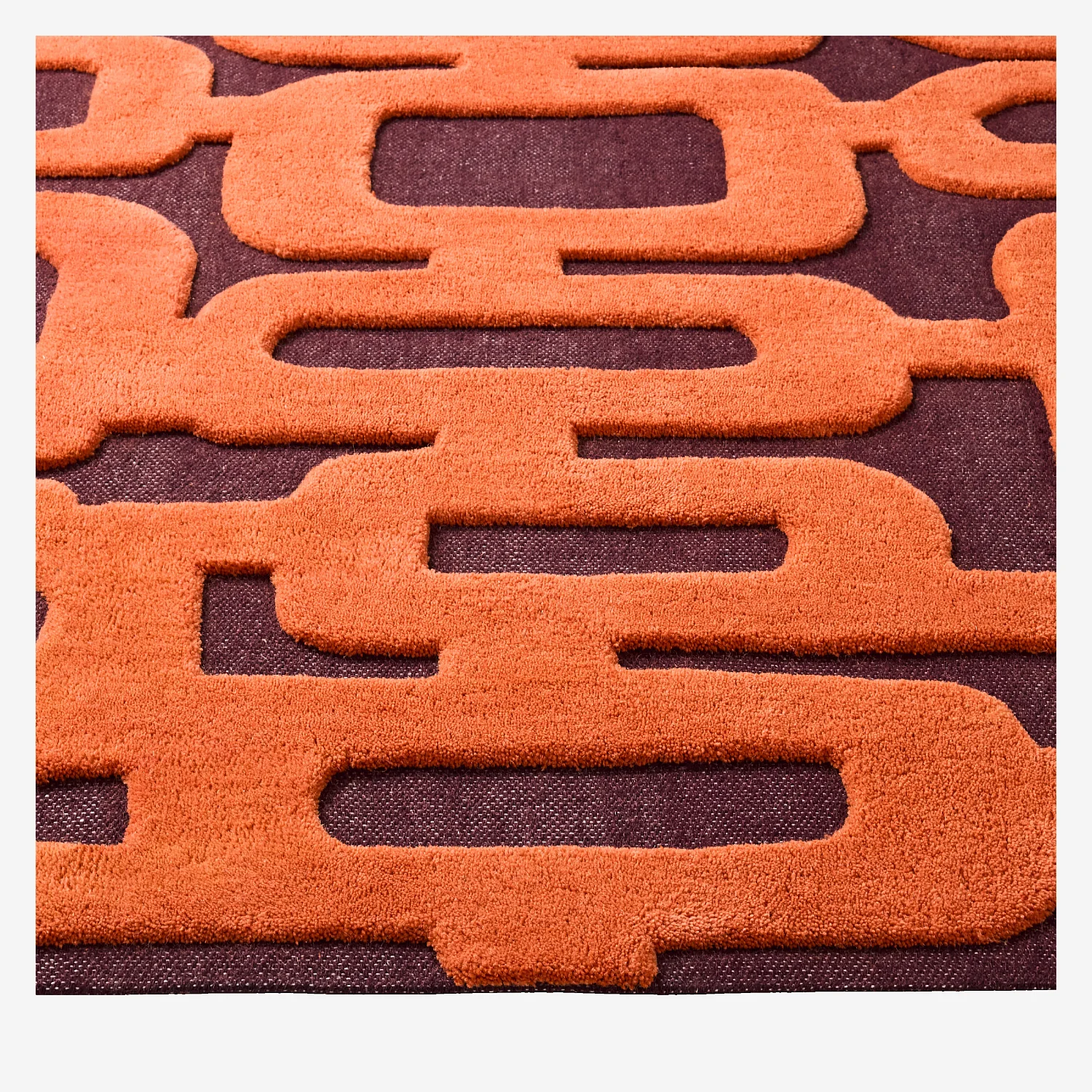 Tapis tufté en laine - 160 x 230 cm - Bordeaux et orange - 8