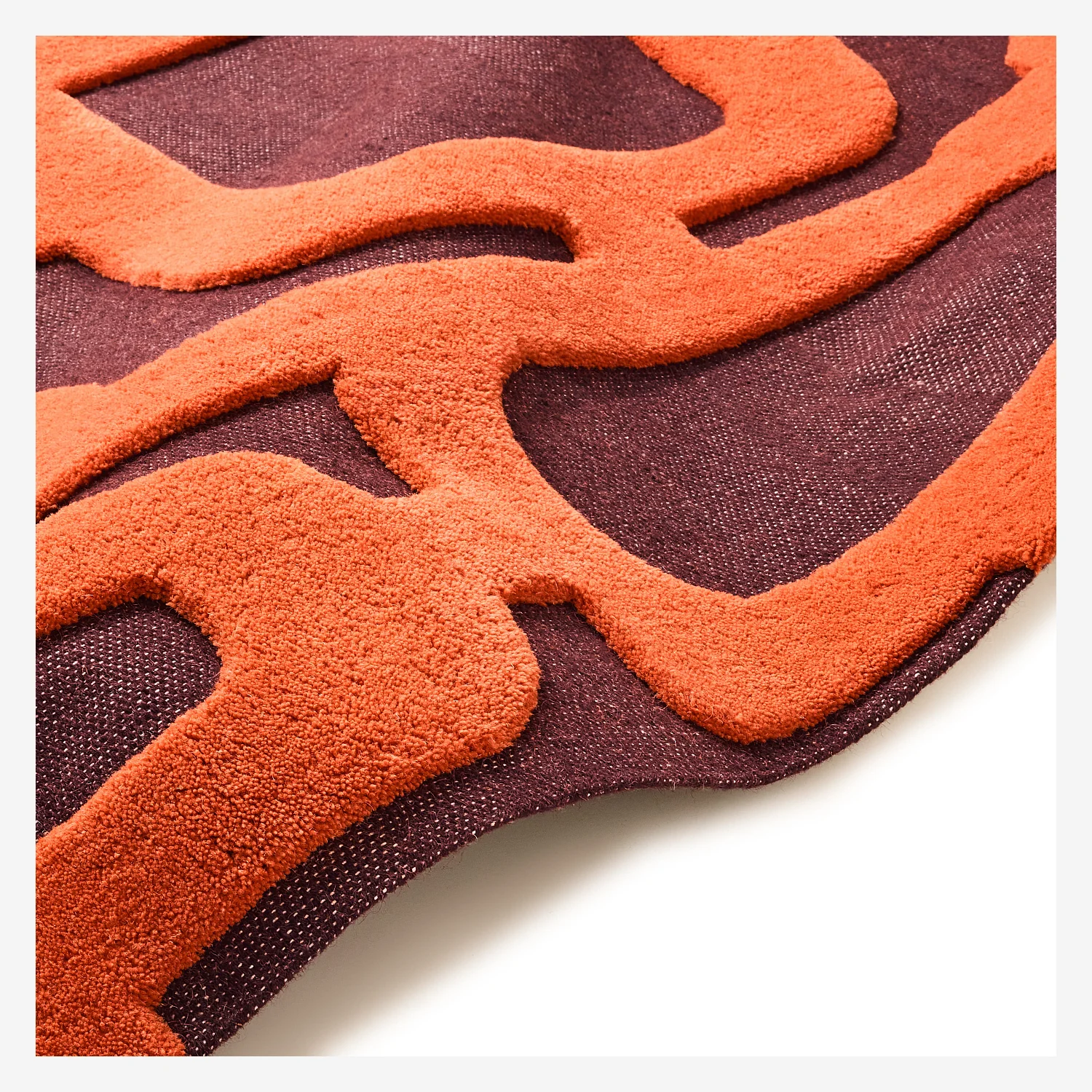 Tapis tufté en laine - 160 x 230 cm - Bordeaux et orange - 3