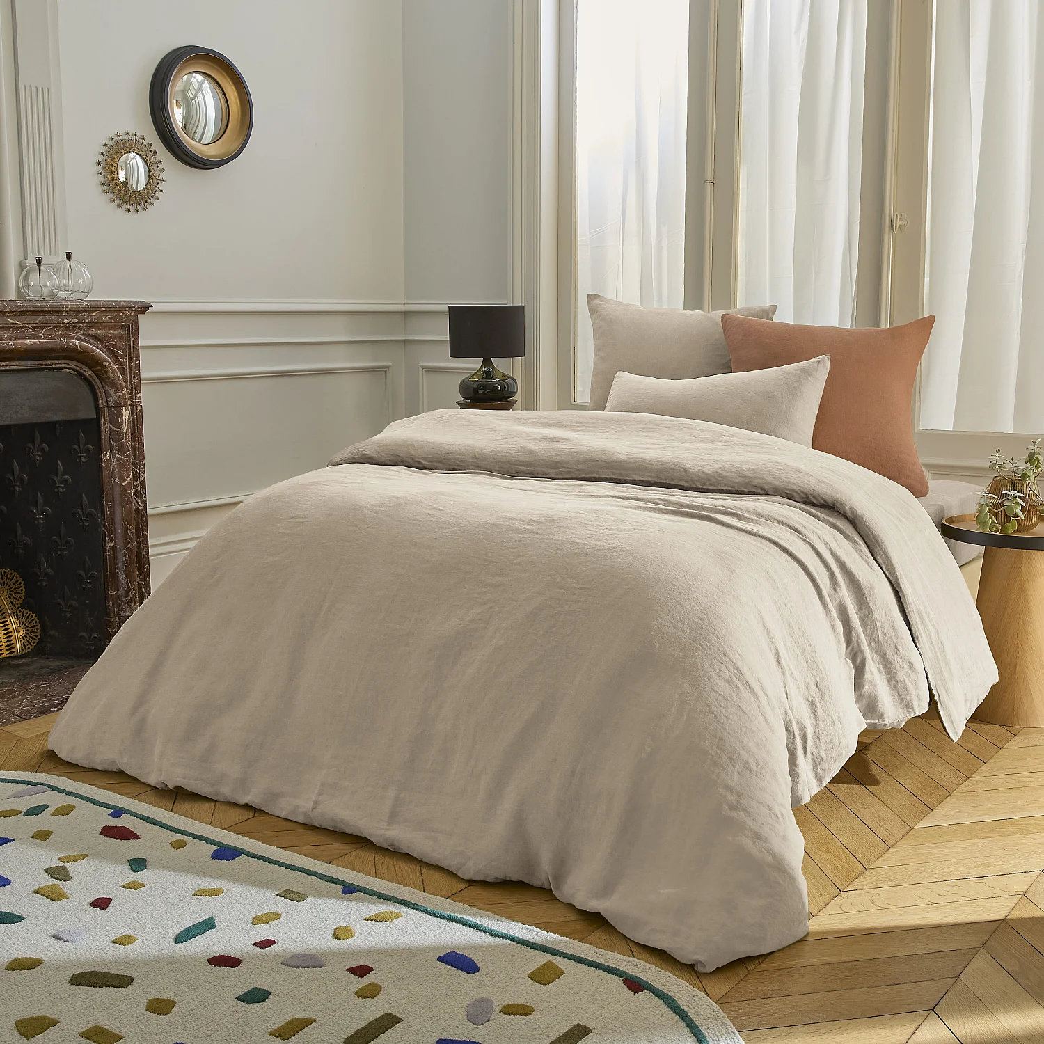 Housse de couette en lin - 240 x 220 cm - Naturel - 3