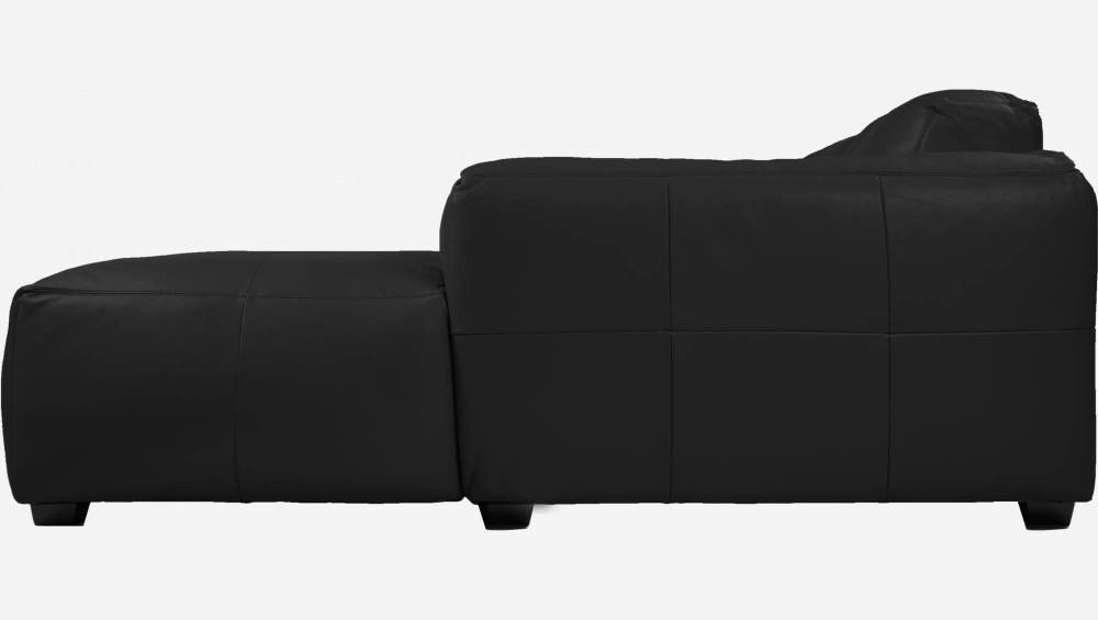 Canapé 3 places avec méridienne droite en cuir Savoy - Noir