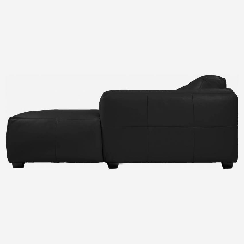 3-Sitzer Sofa mit Chaiselongue rechts aus Semianilinleder Savoy platin black