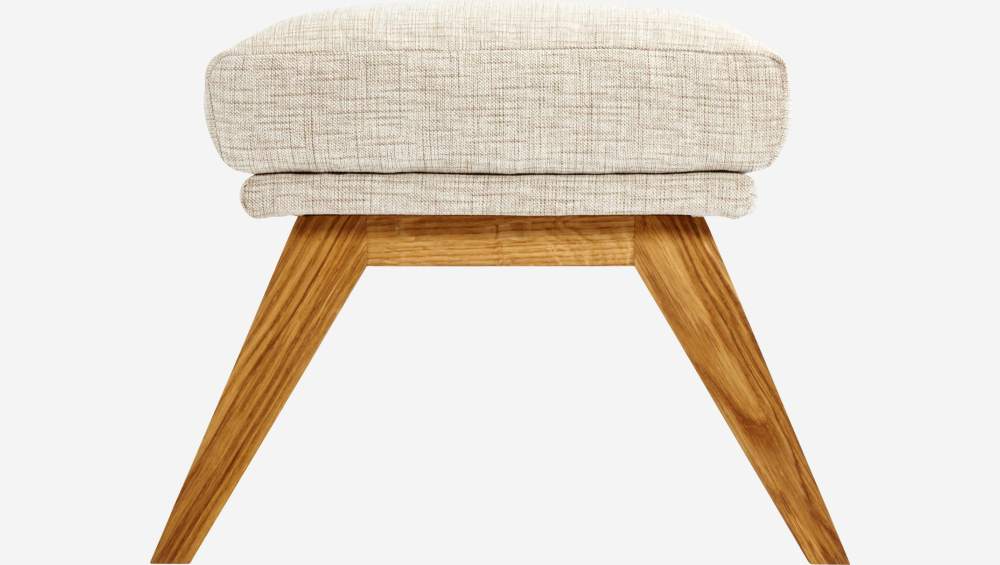 Footstool in Ancio fabric, nature with oak legs