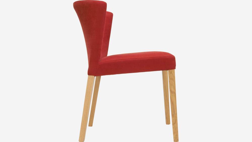 Chaise en tissu - Rouge - Pieds chêne