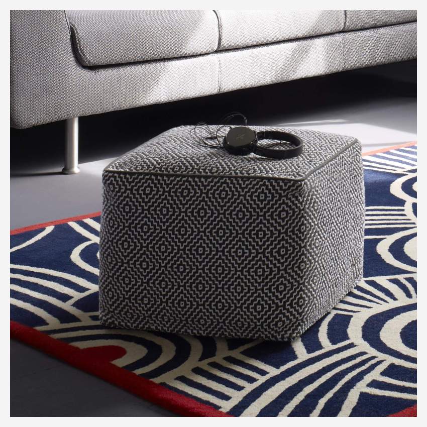 Black and white patterned pouffe